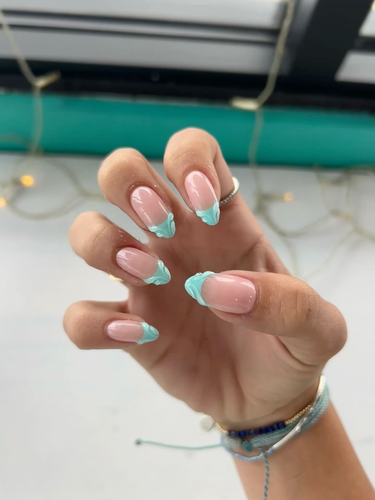 Square rhinestone nail design by Autumn Bloom
