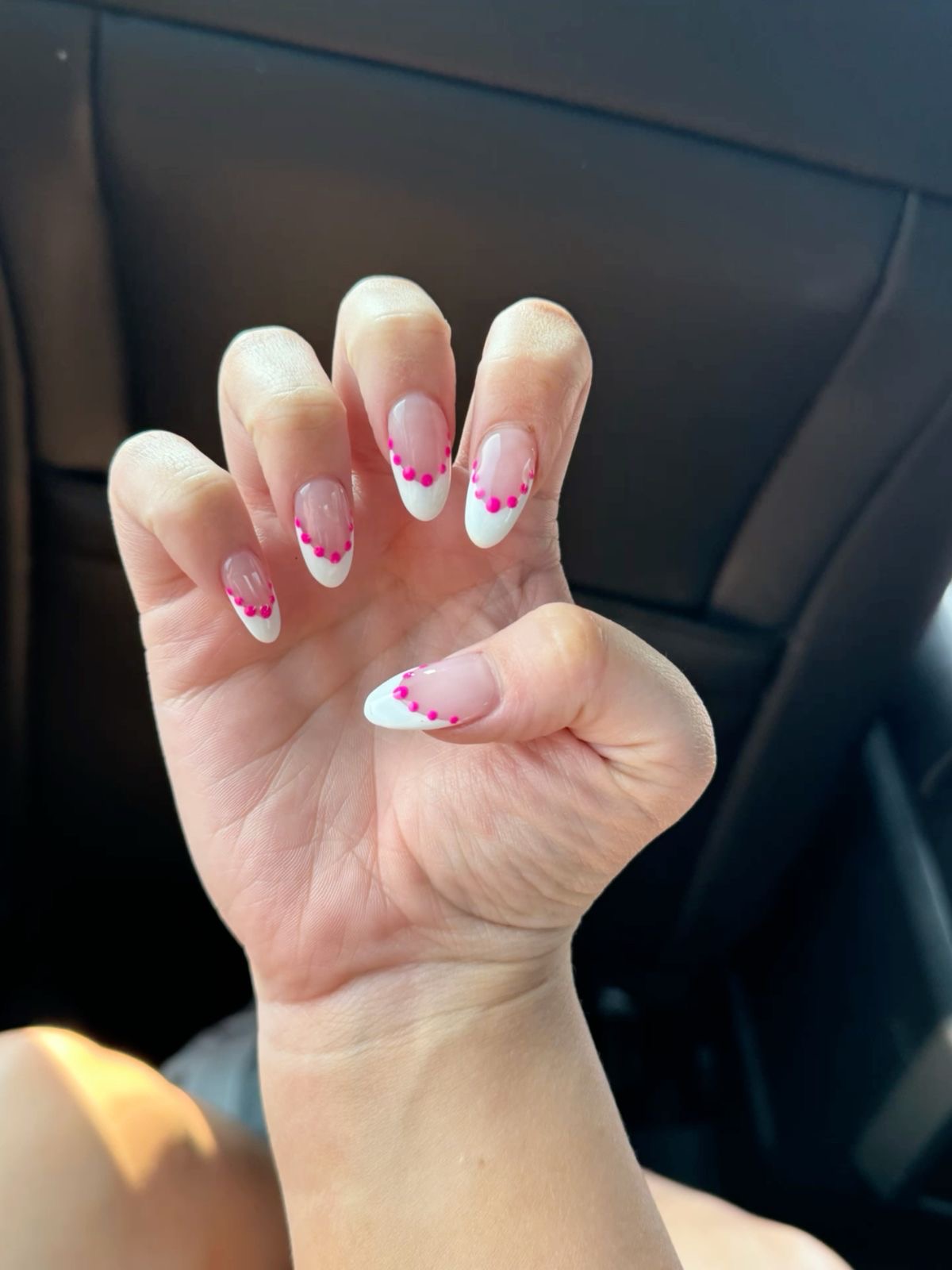Square glitter French nail design by Audrey Hart