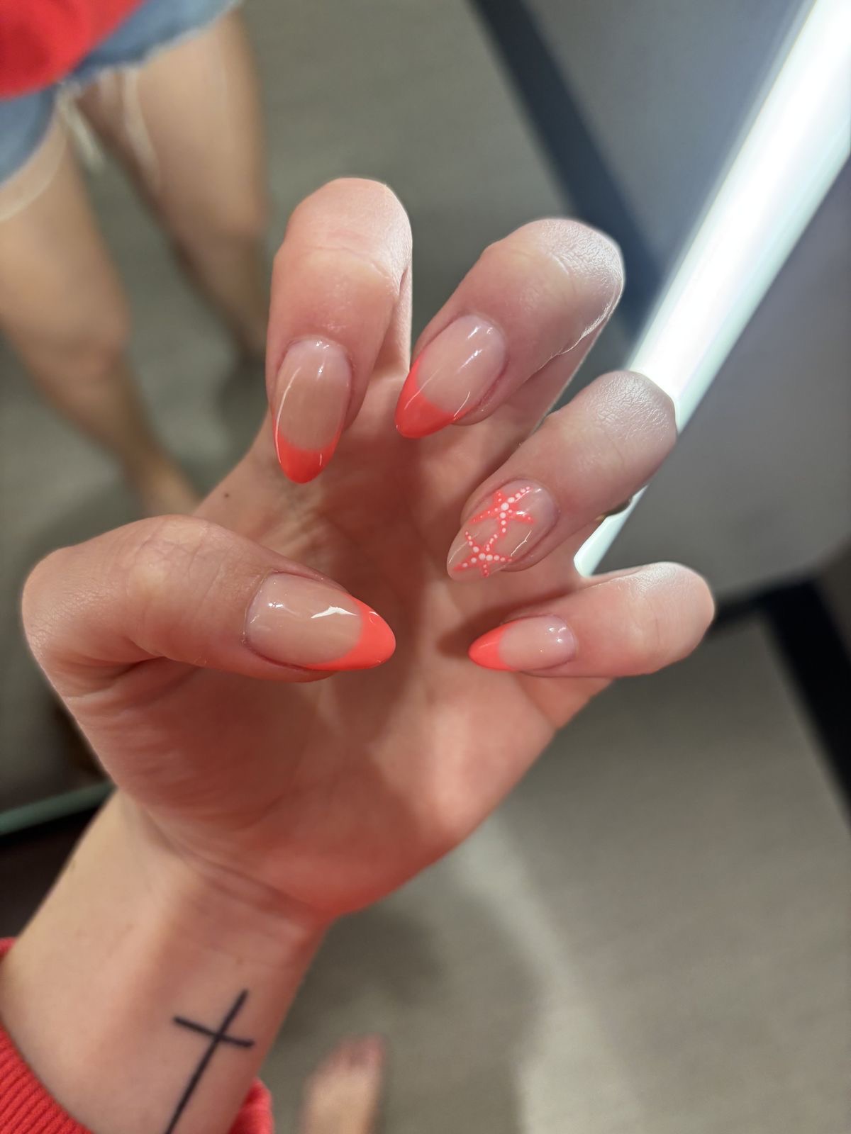 Almond chrome French nail design by Gabriella Bloom
