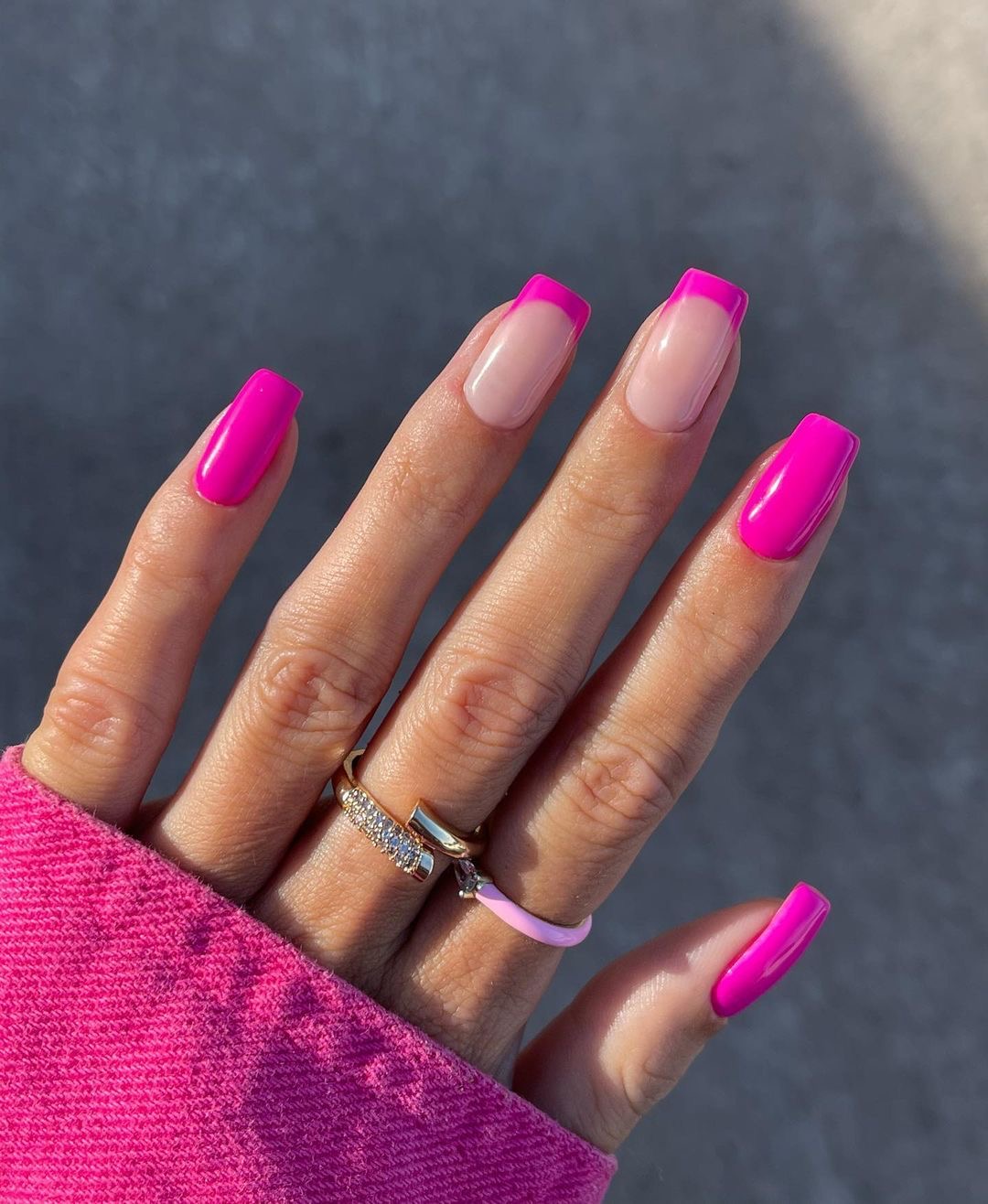 Squoval chrome French nail design by Sophie Hart