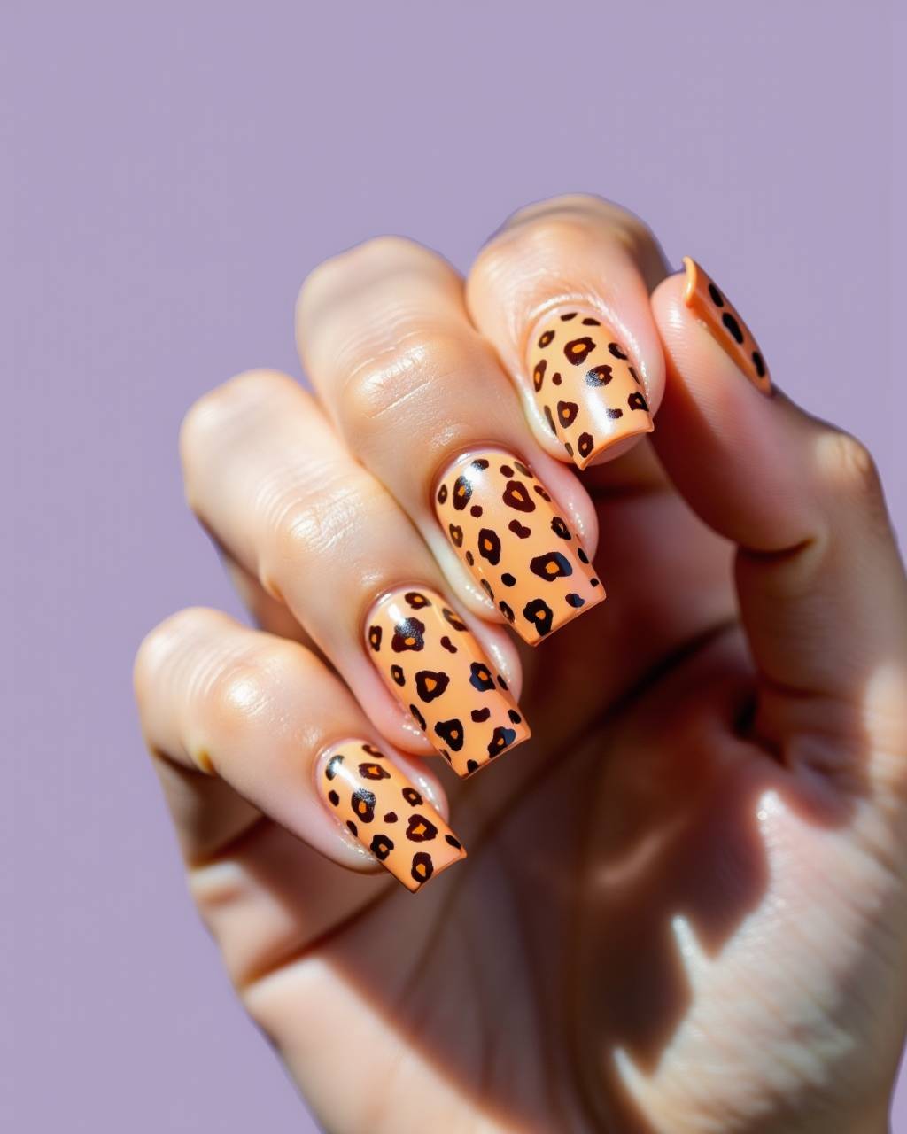 Square animal print nail design by Faye Nguyen