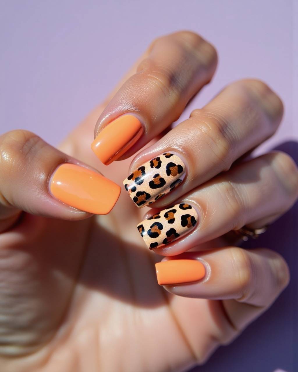 Squoval animal print nail design by Faye Nguyen