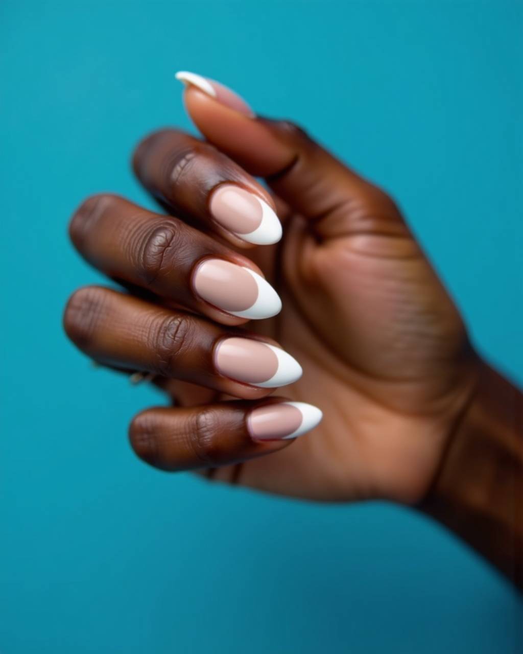 Almond French nail design by Faye Nguyen