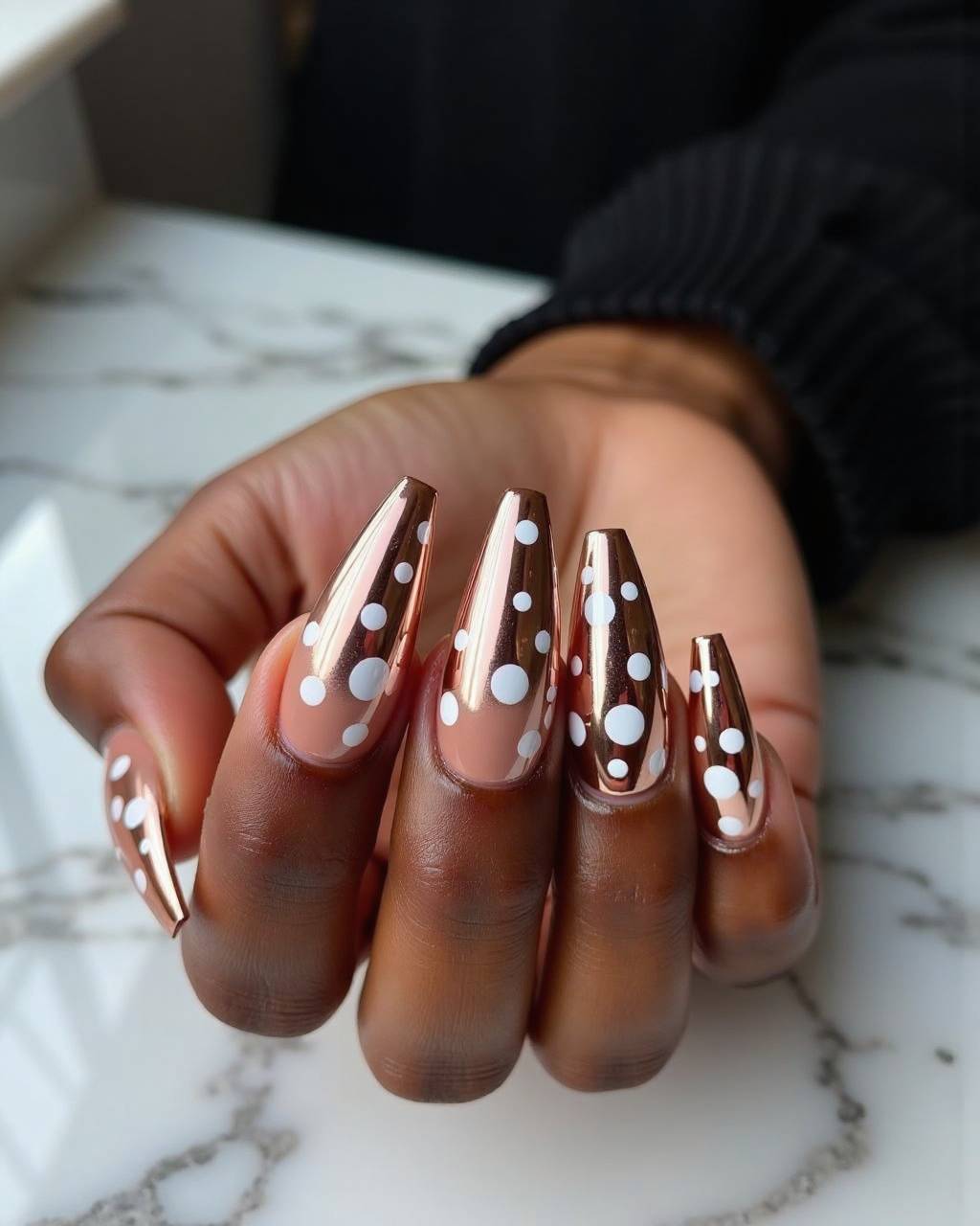 Stiletto geometric nail design by Faye Nguyen