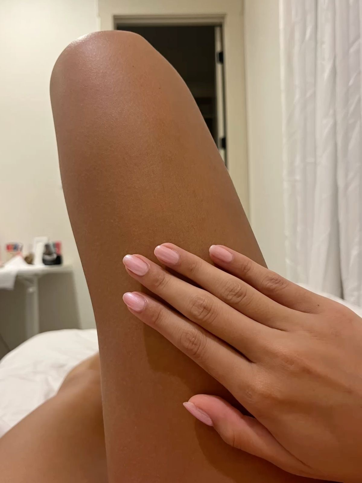 Squoval floral nail design by Scarlett May