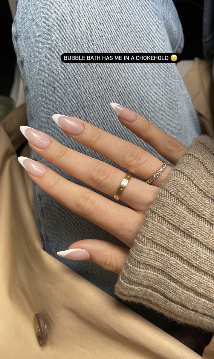 Oval glitter French nail design by Vivian Bloom