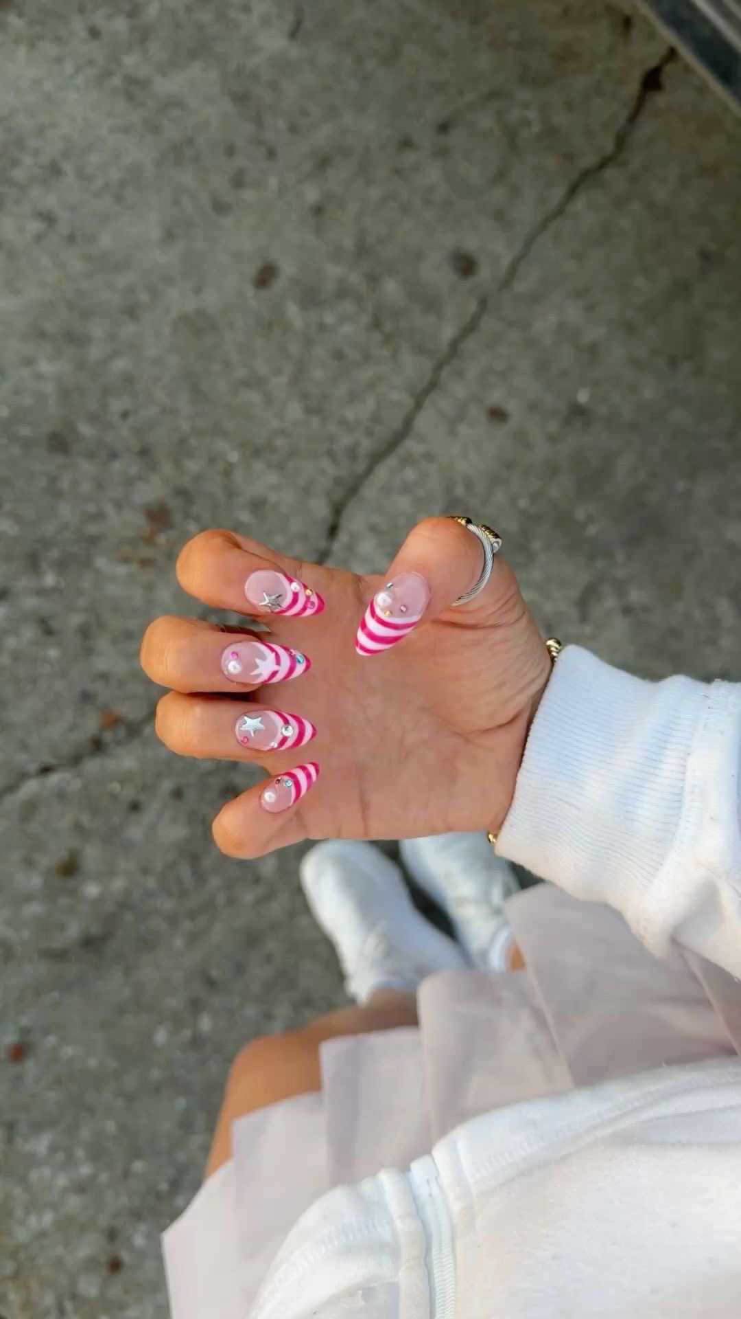 Squoval chrome French nail design by Vivian Bloom