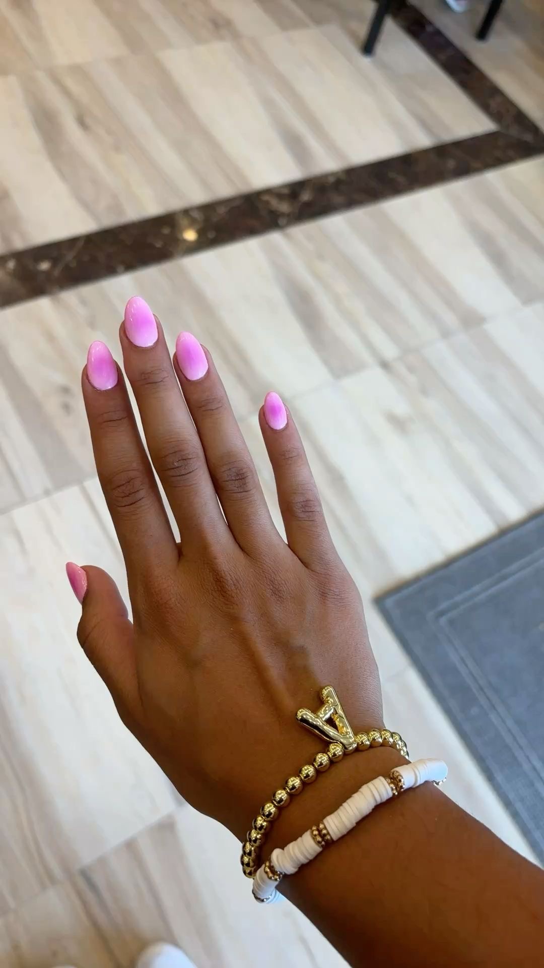 Squoval marble nail design by Lily Rose