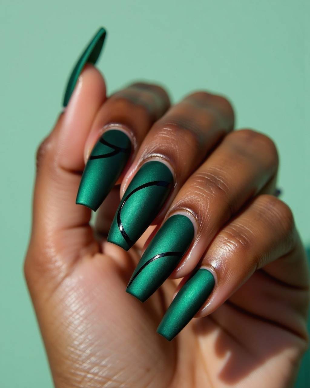 Stiletto line art nail design by Layla Al-Jamil