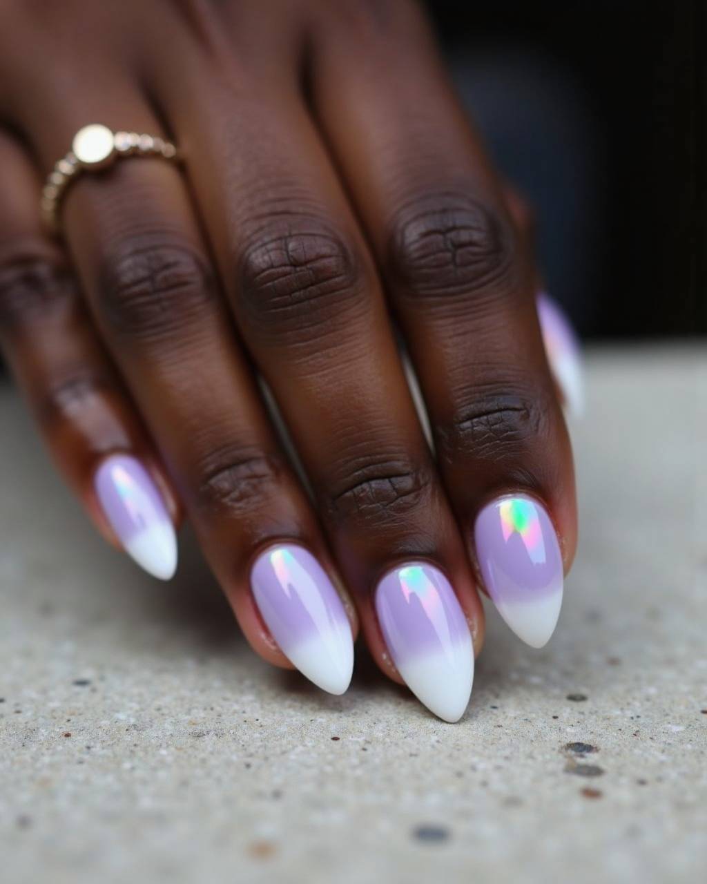 Almond ombre nail design by Layla Al-Jamil