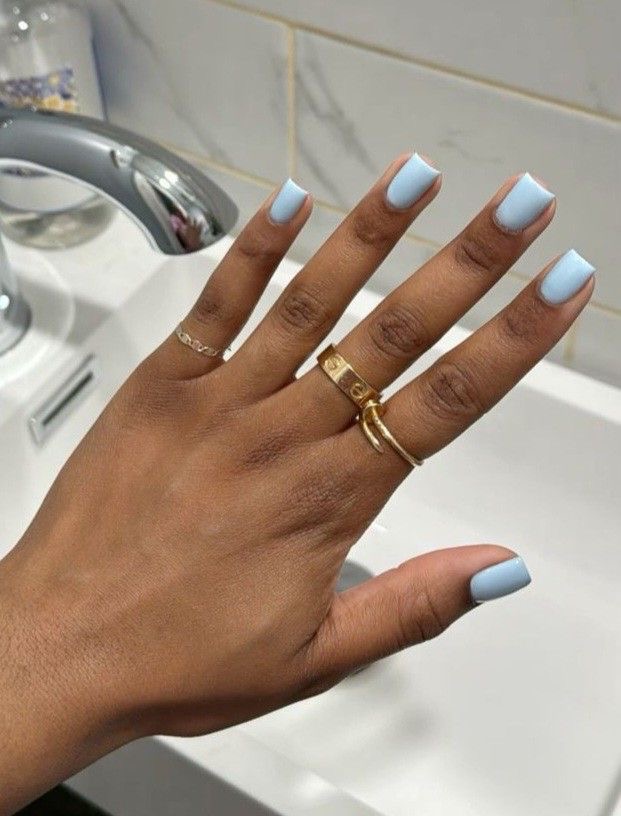 Square chrome French nail design by Harper Jade