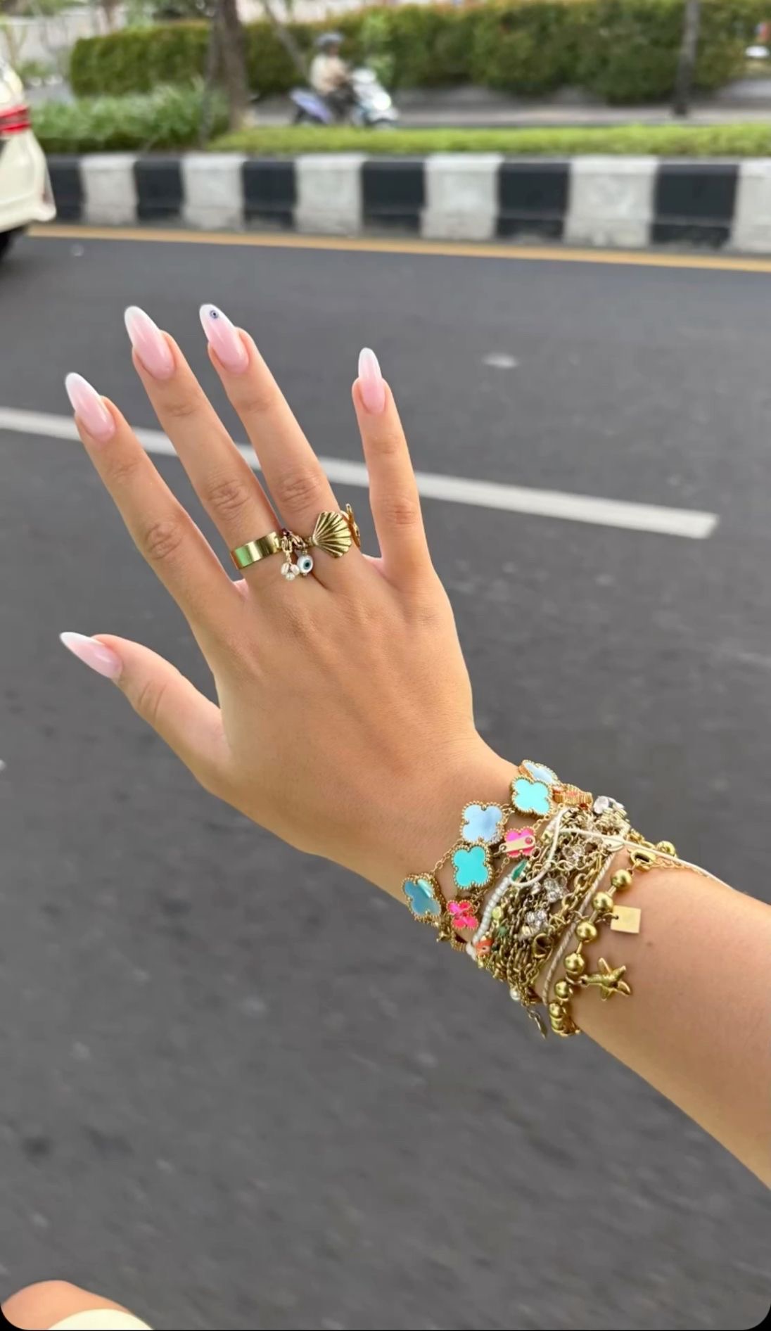 Stiletto glazed nail design by Sienna Brooks