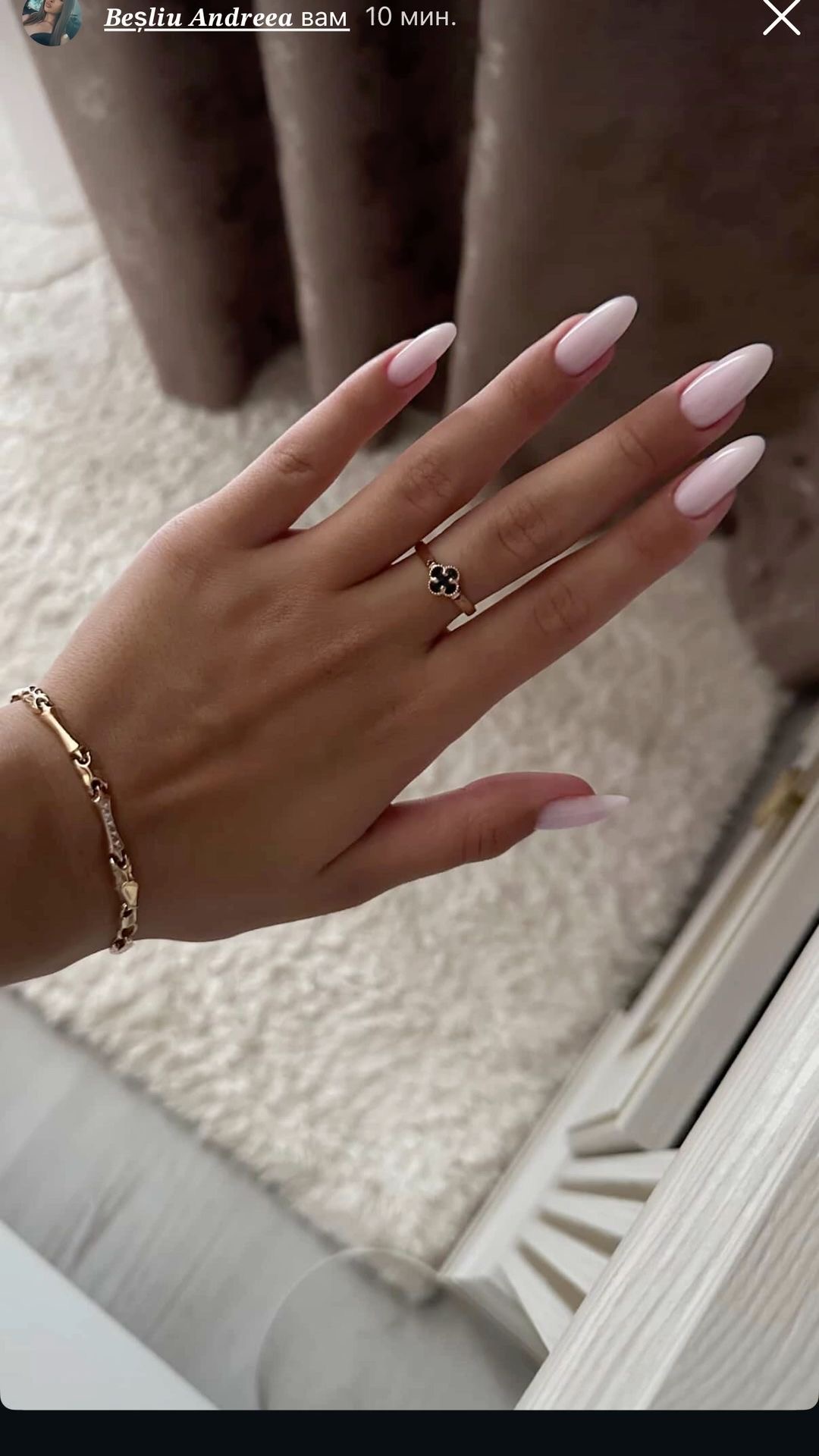 Stiletto glitter French nail design by Sienna Brooks