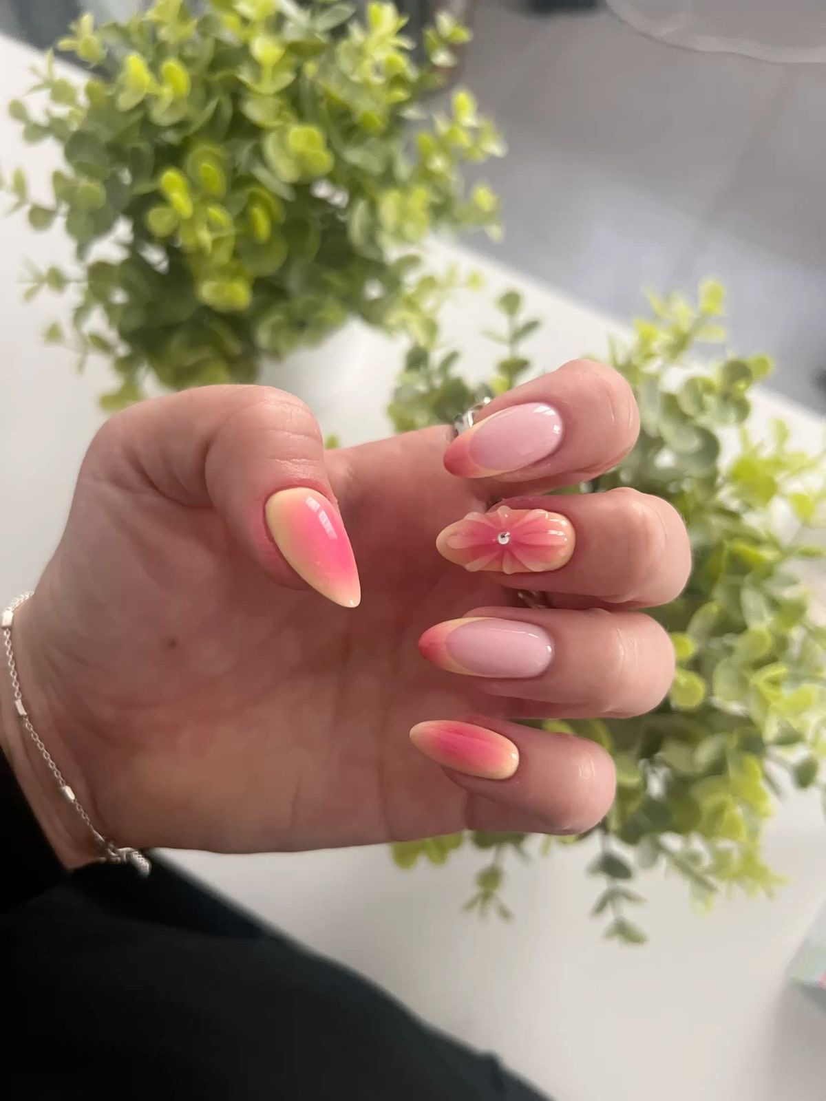 Square French nail design by Sienna Brooks