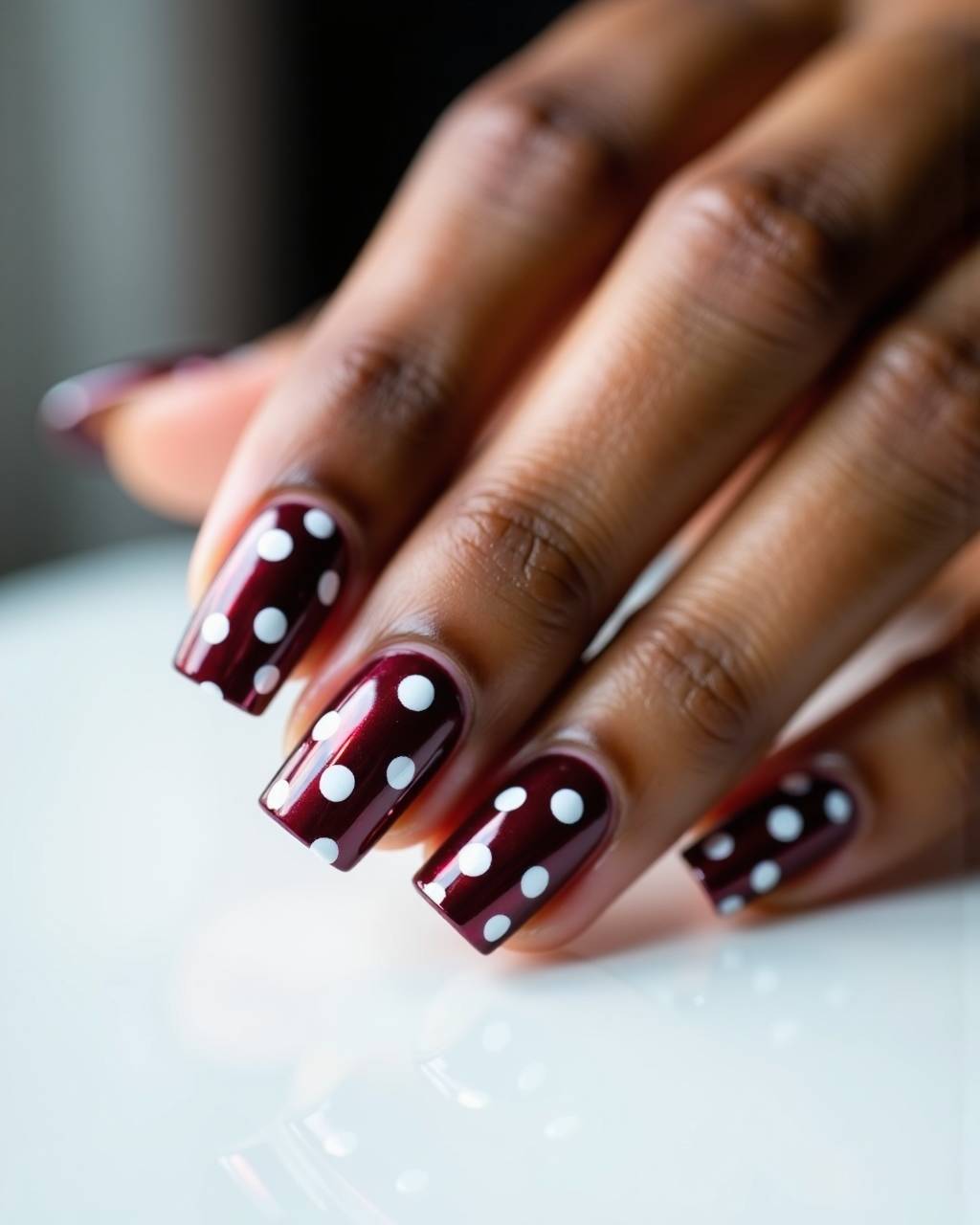 Square geometric nail design by Sienna Brooks