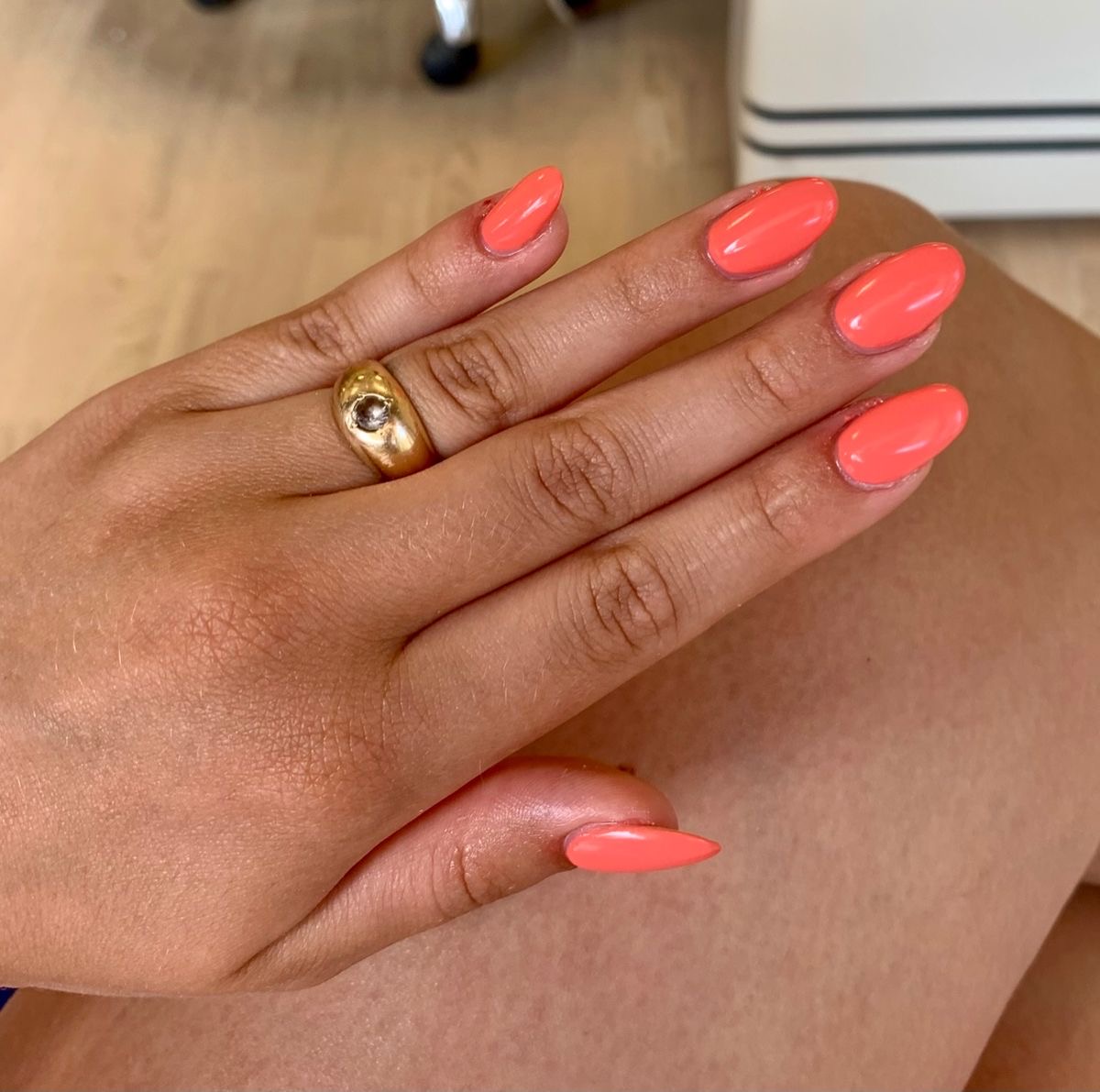 Almond line art nail design by Sophia Bloom