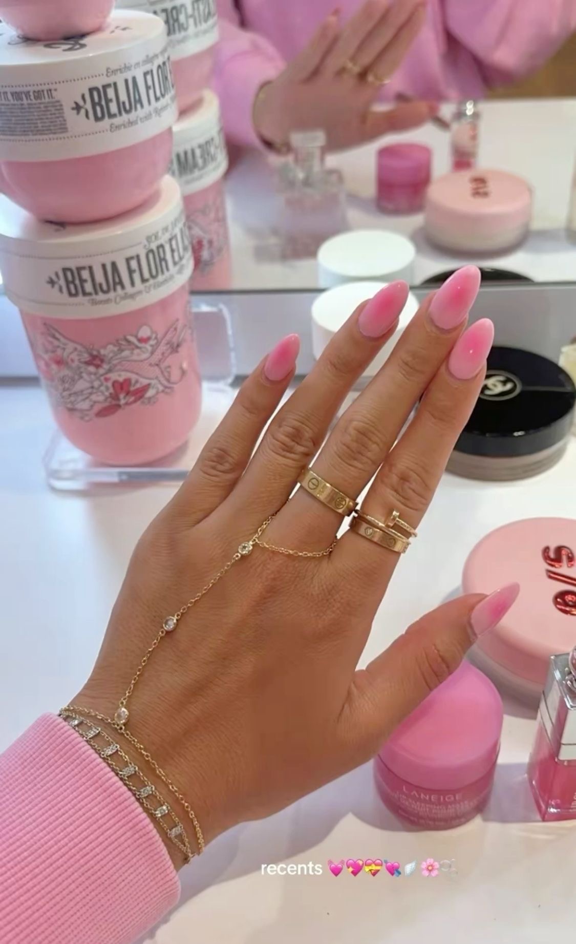 Stiletto chrome French nail design by Ariana Grace