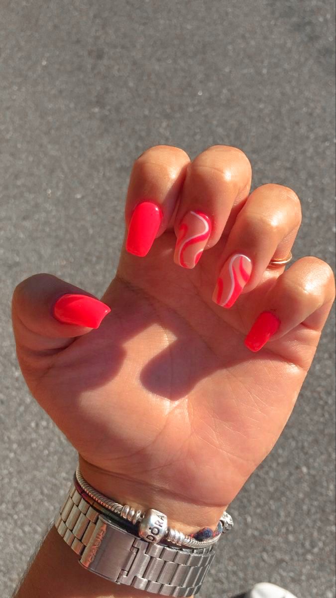 Squoval line art nail design by Ariana Grace