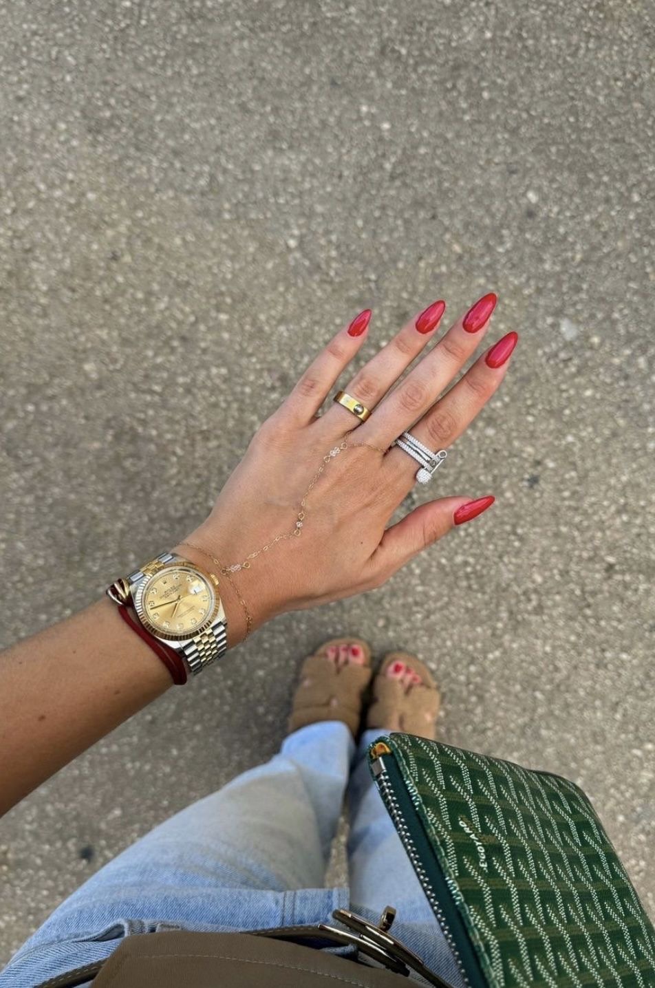Almond glazed nail design by Emma Hart