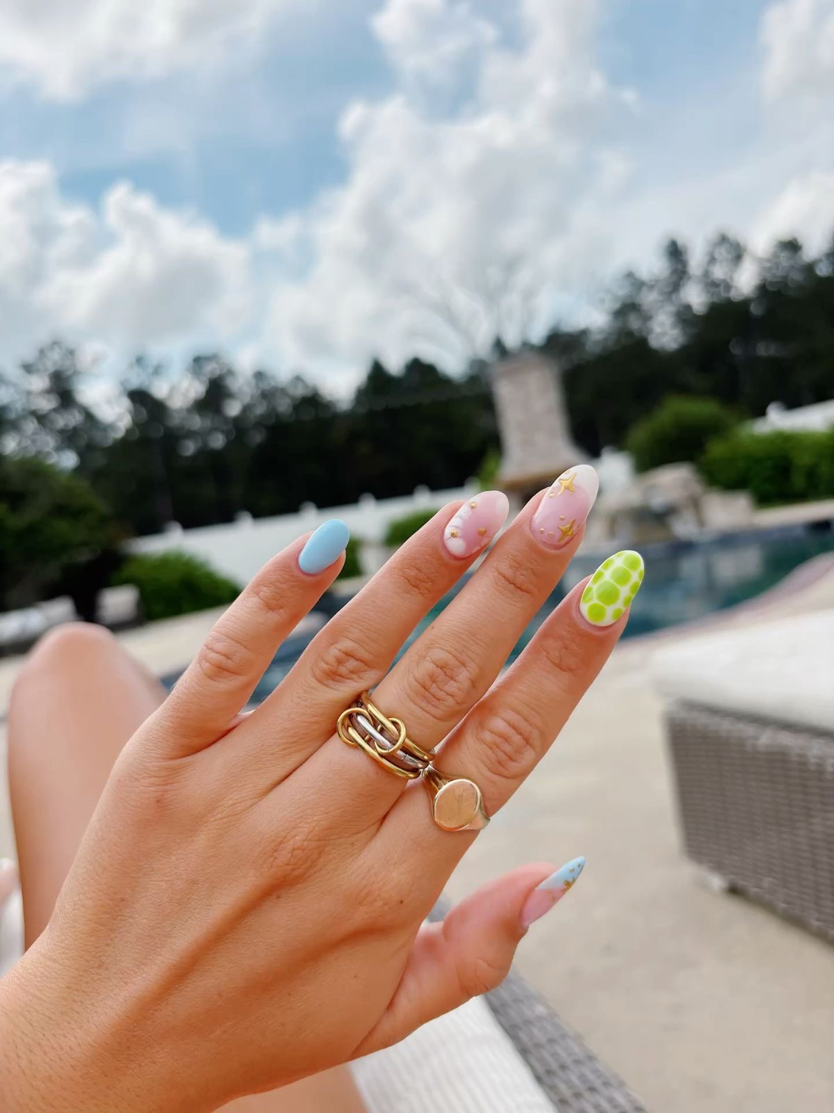 Squoval geometric nail design by Emma Hart