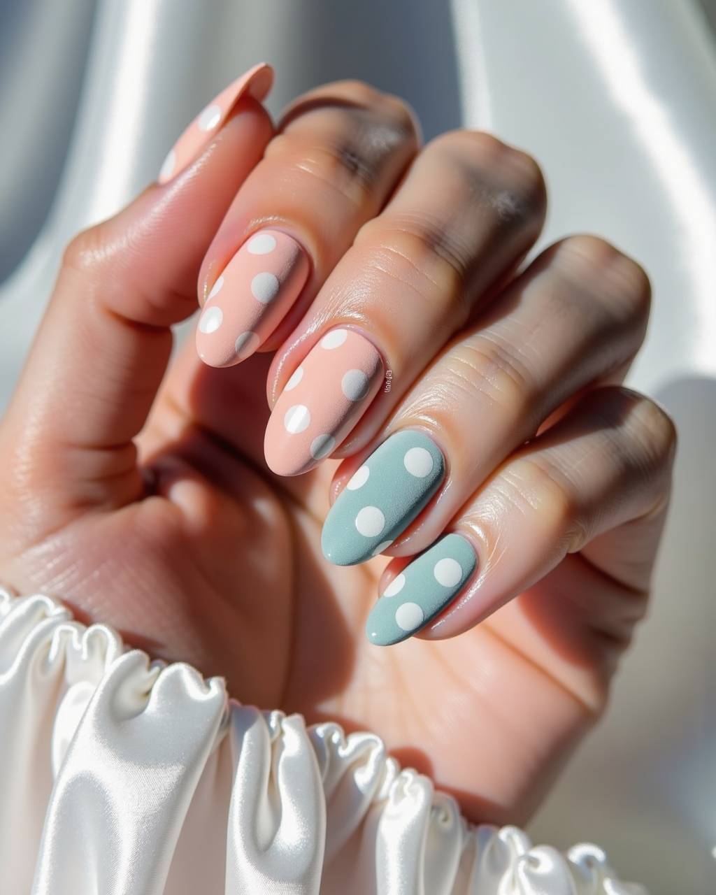 Oval geometric nail design by Ivy Bennett