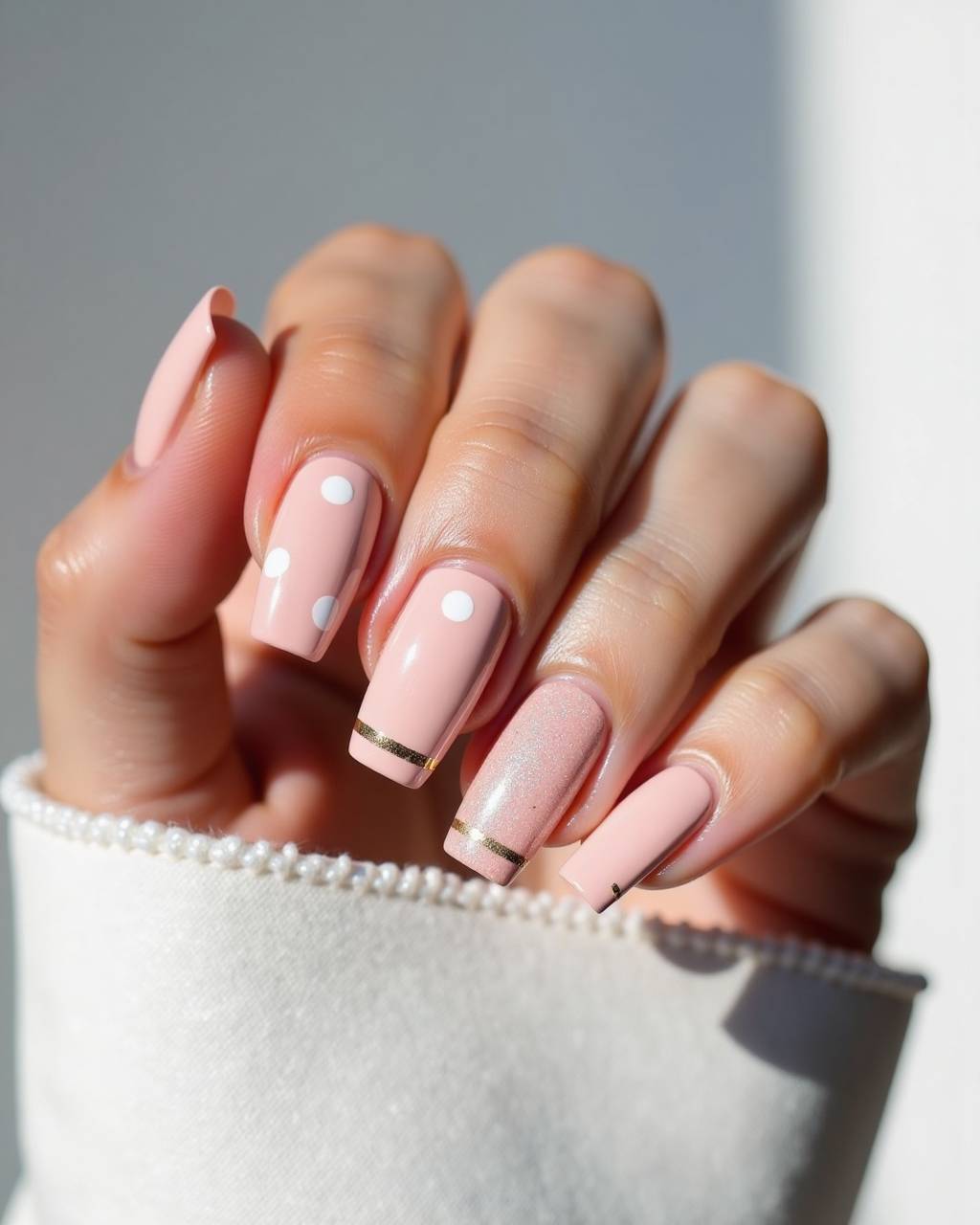 Squoval minimalist nail design by Ivy Bennett