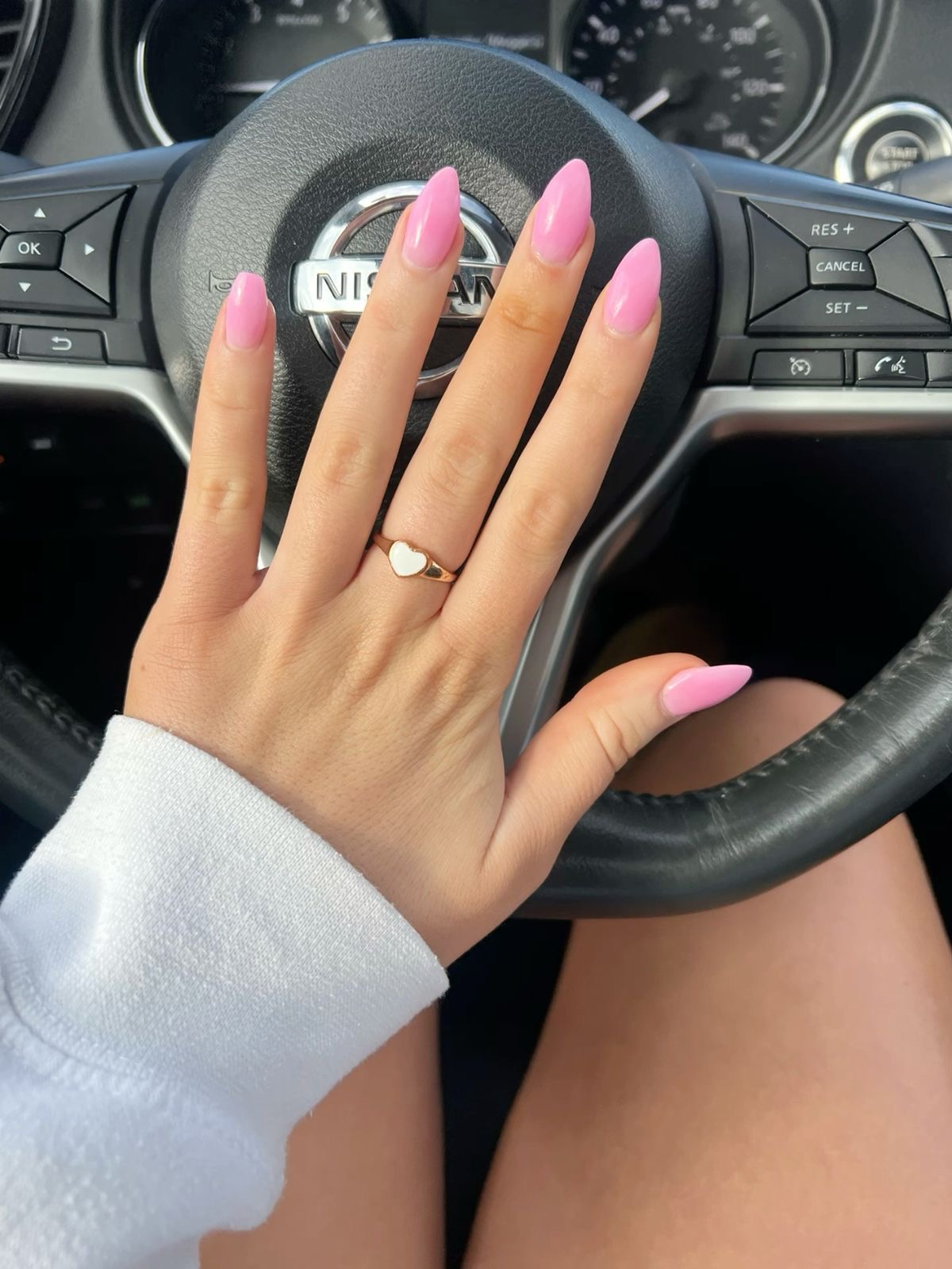 Oval glitter French nail design by Ivy Bennett