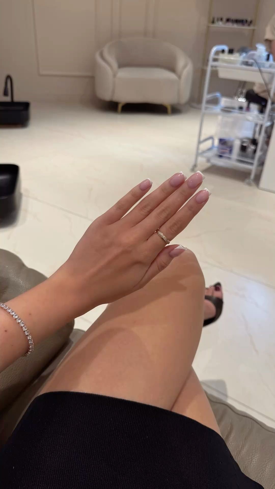 Stiletto French nail design by Hazel Bloom