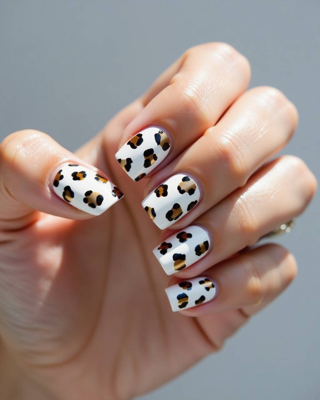 Oval animal print nail design by Sofia Russo