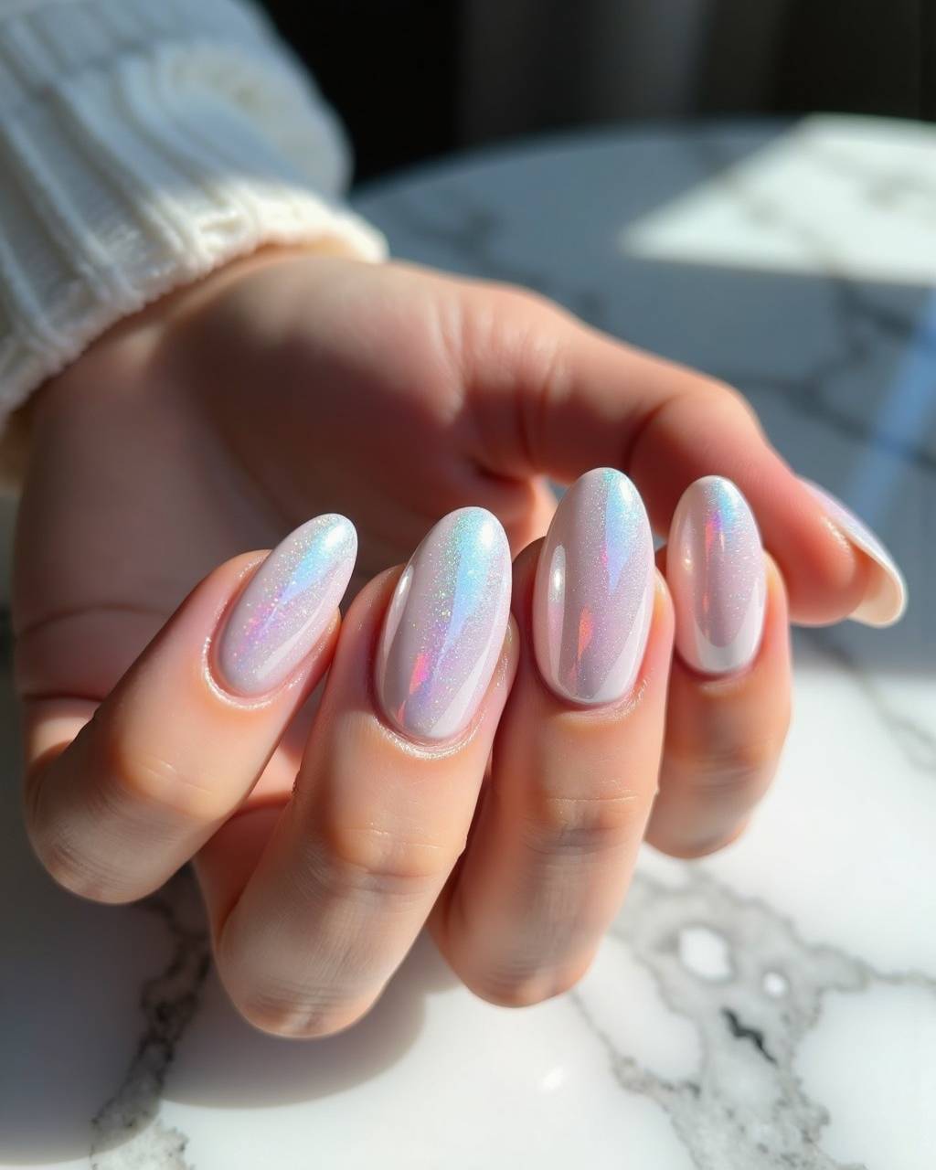 Oval glazed nail design by Sofia Russo