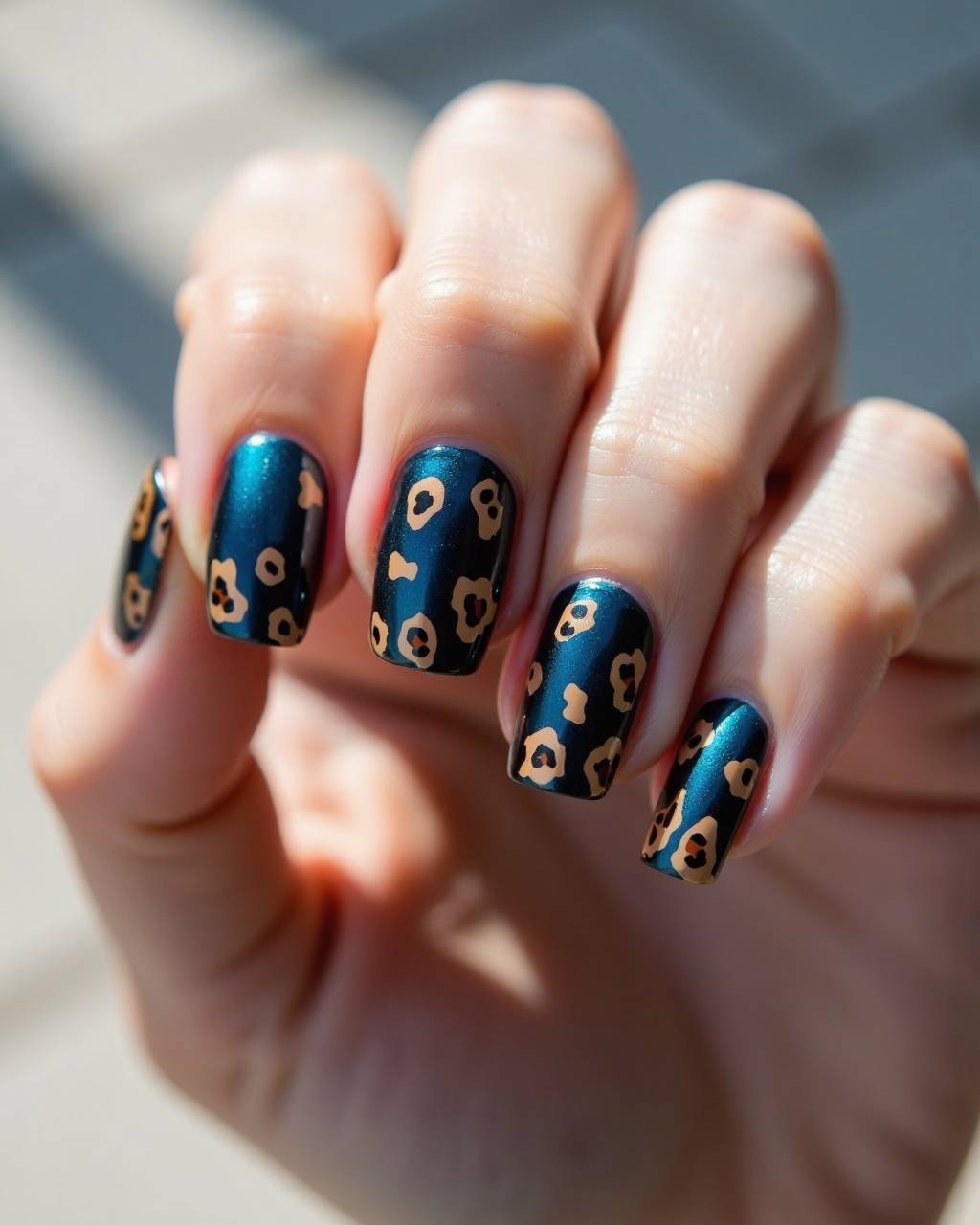 Oval animal print nail design by Sofia Russo