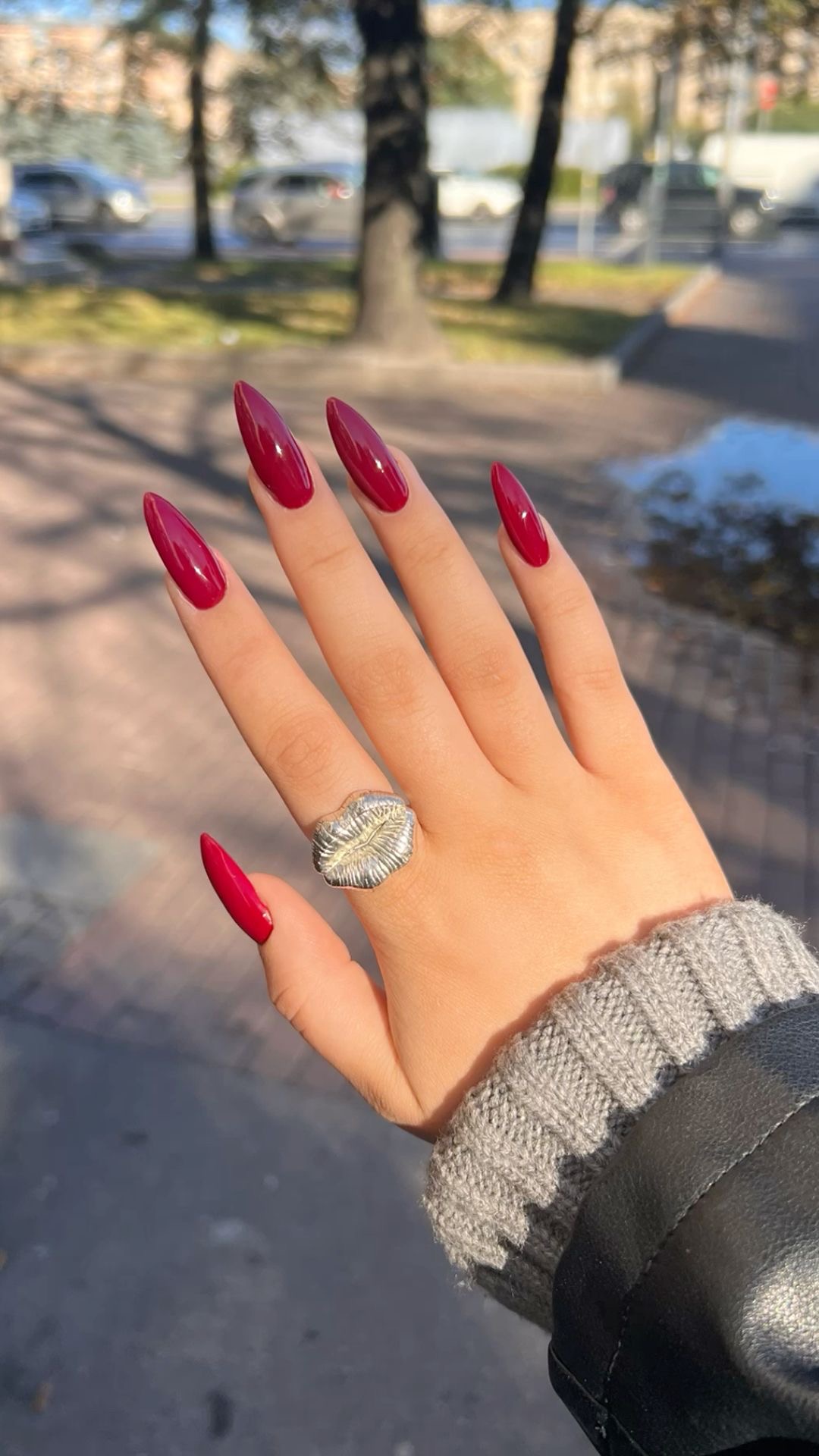 Oval glitter French nail design by Savannah Rae
