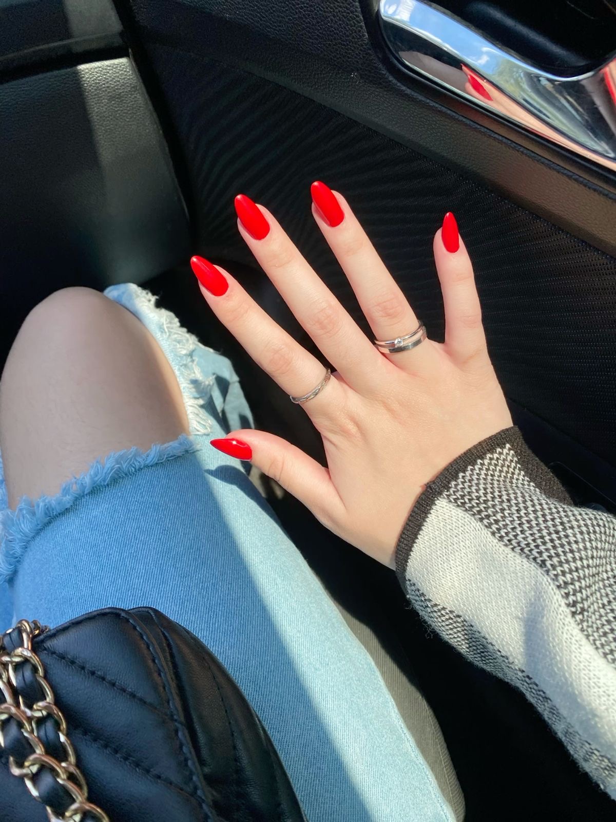 Square geometric nail design by Savannah Rae