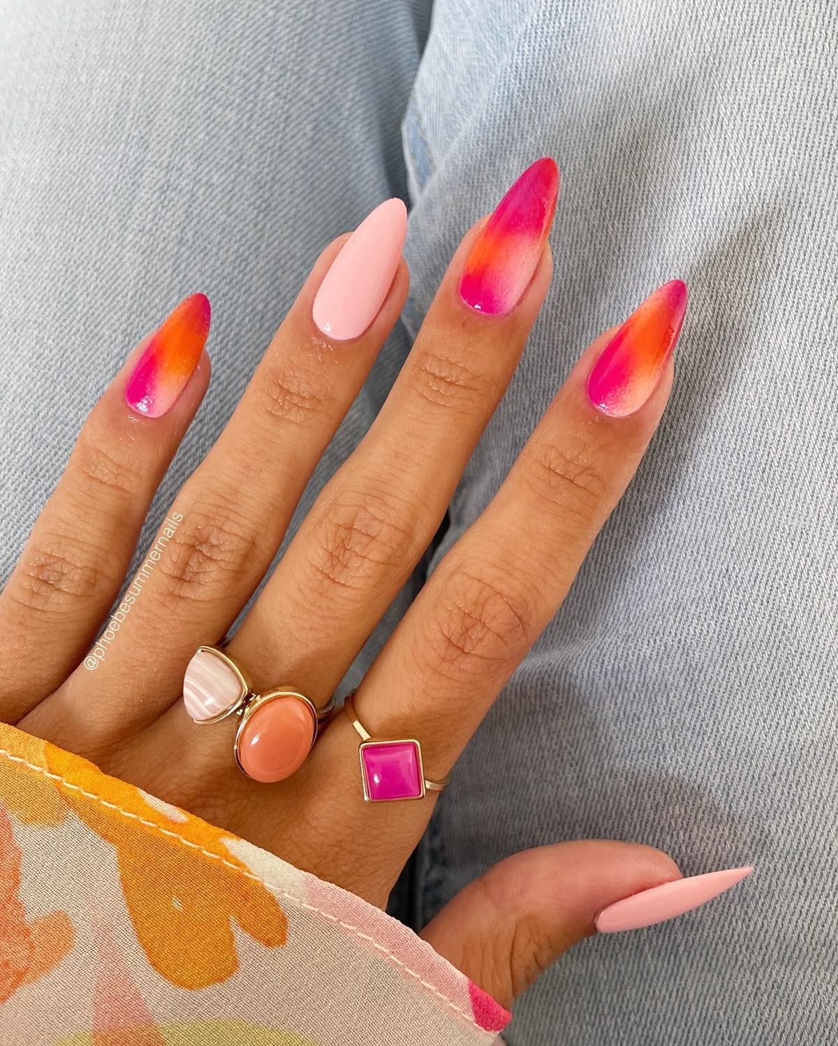 Stiletto floral nail design by Claire Rose