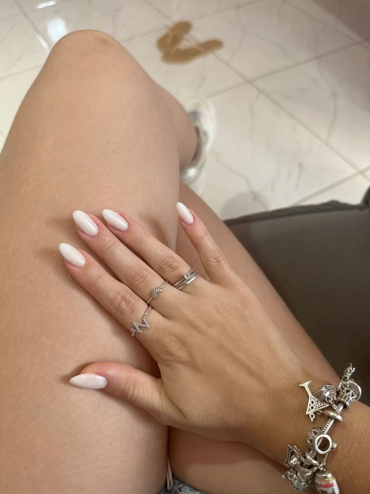 Square French nail design by Claire Rose