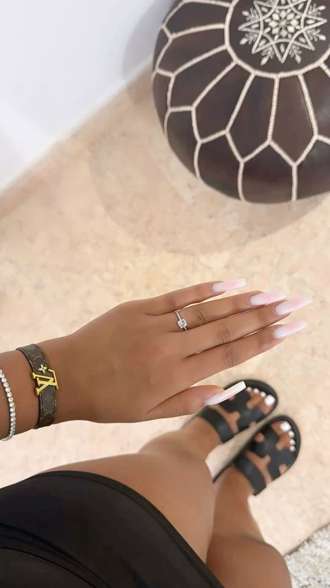 Squoval glitter French nail design by Claire Rose
