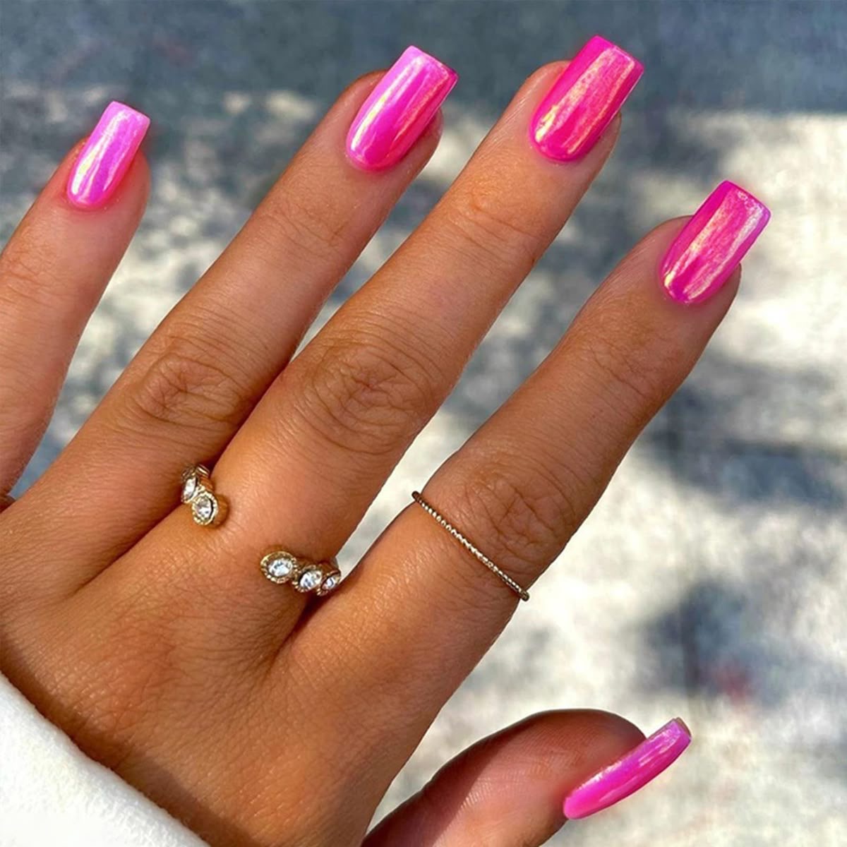Almond glitter French nail design by Melanie Rose