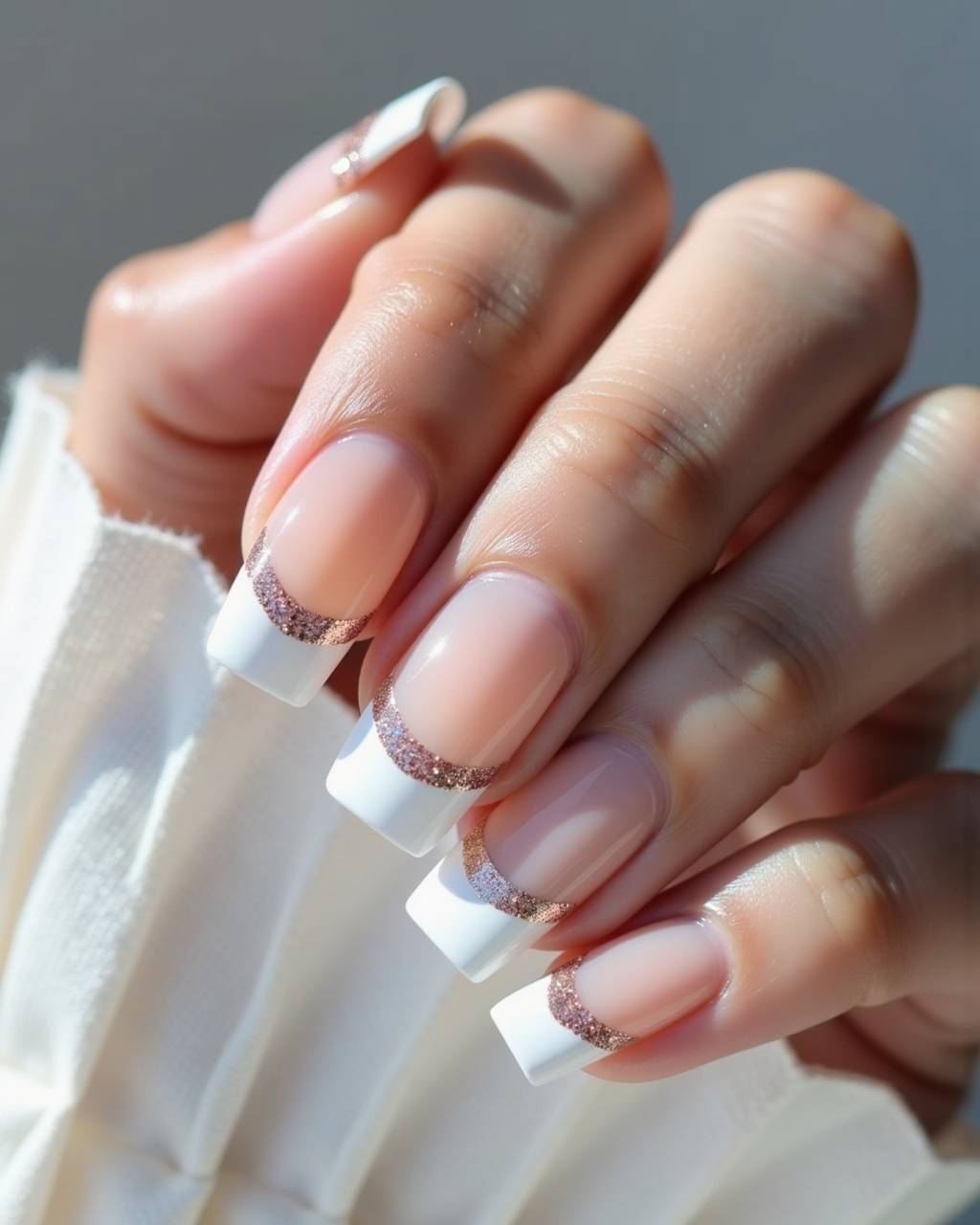 Square French nail design by Noor Haddad