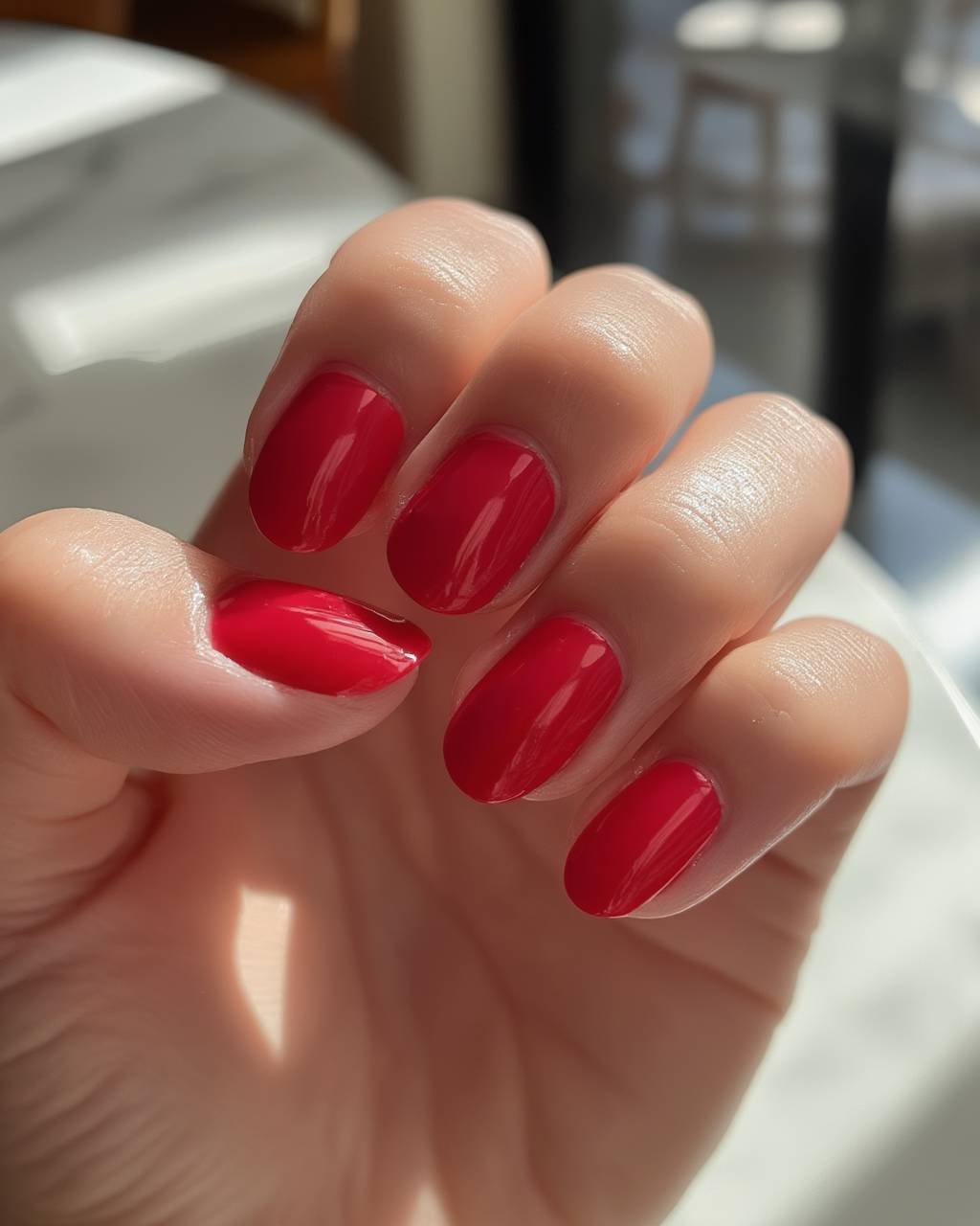 Almond minimalist nail design by Noor Haddad