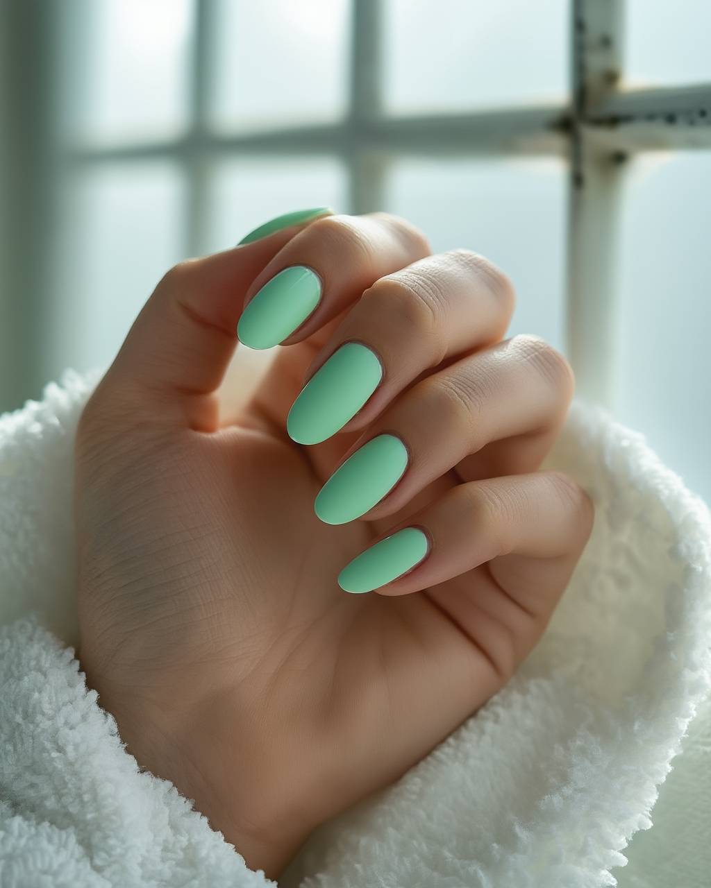 Oval minimalist nail design by Noor Haddad