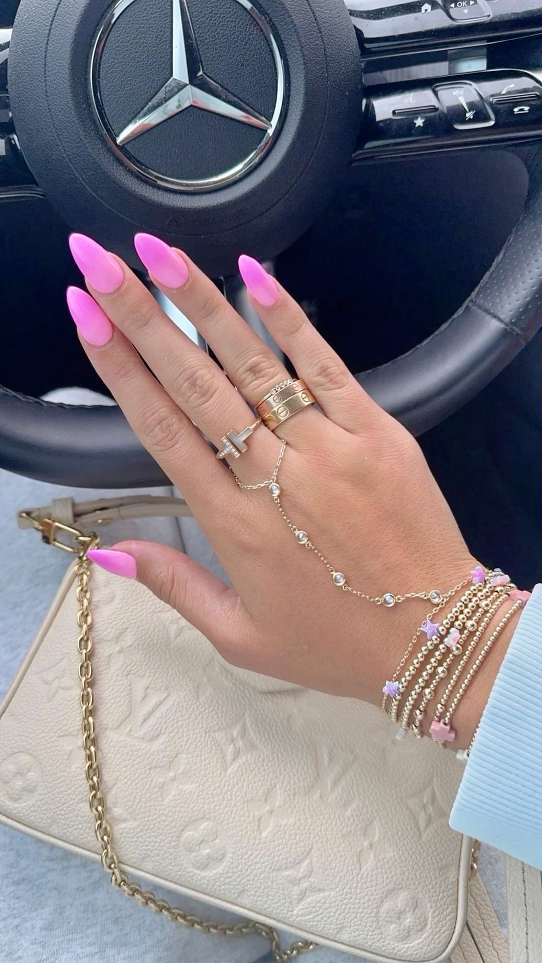 Square geometric nail design by Noor Haddad