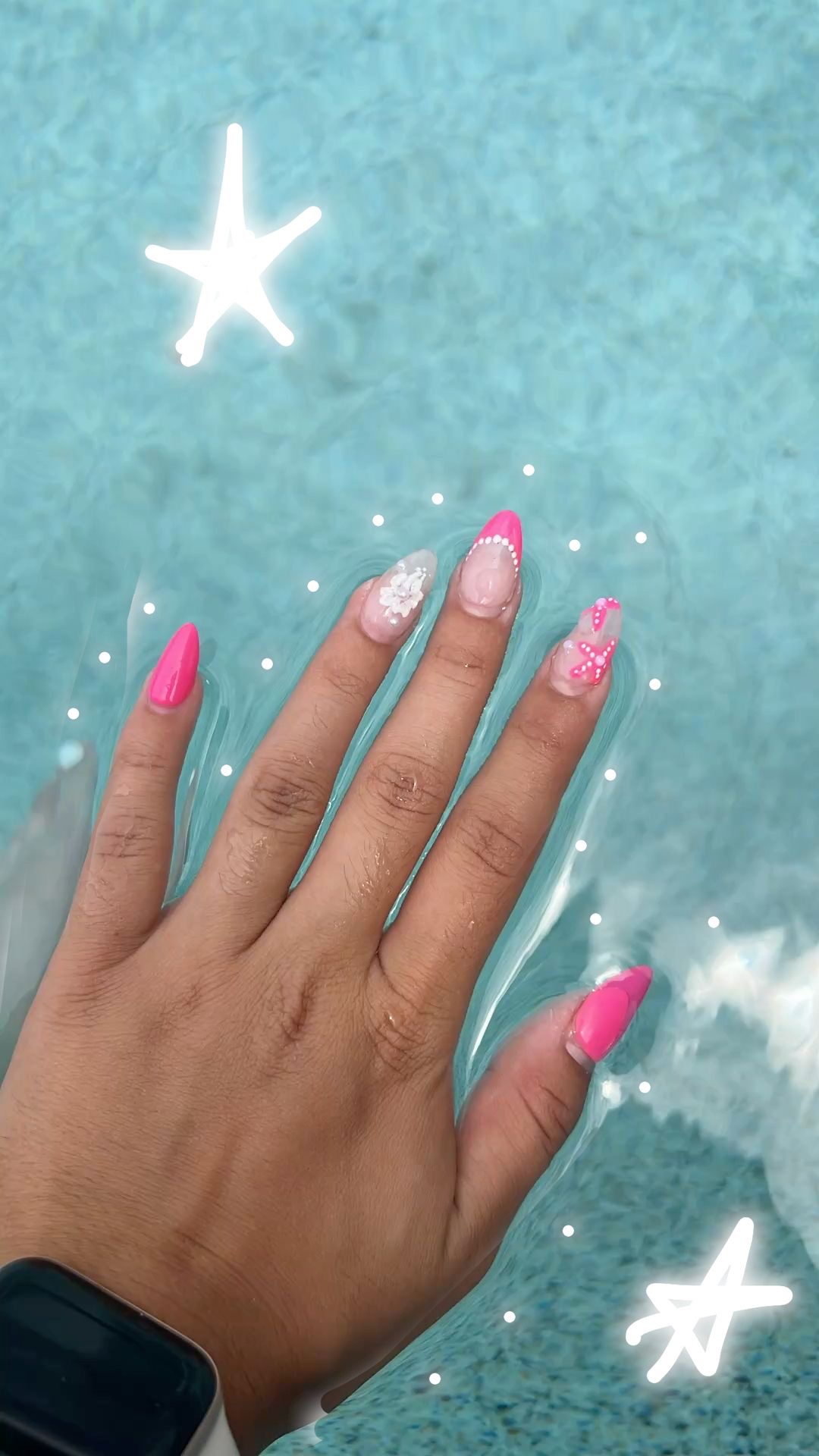 Squoval abstract nail design by Noor Haddad