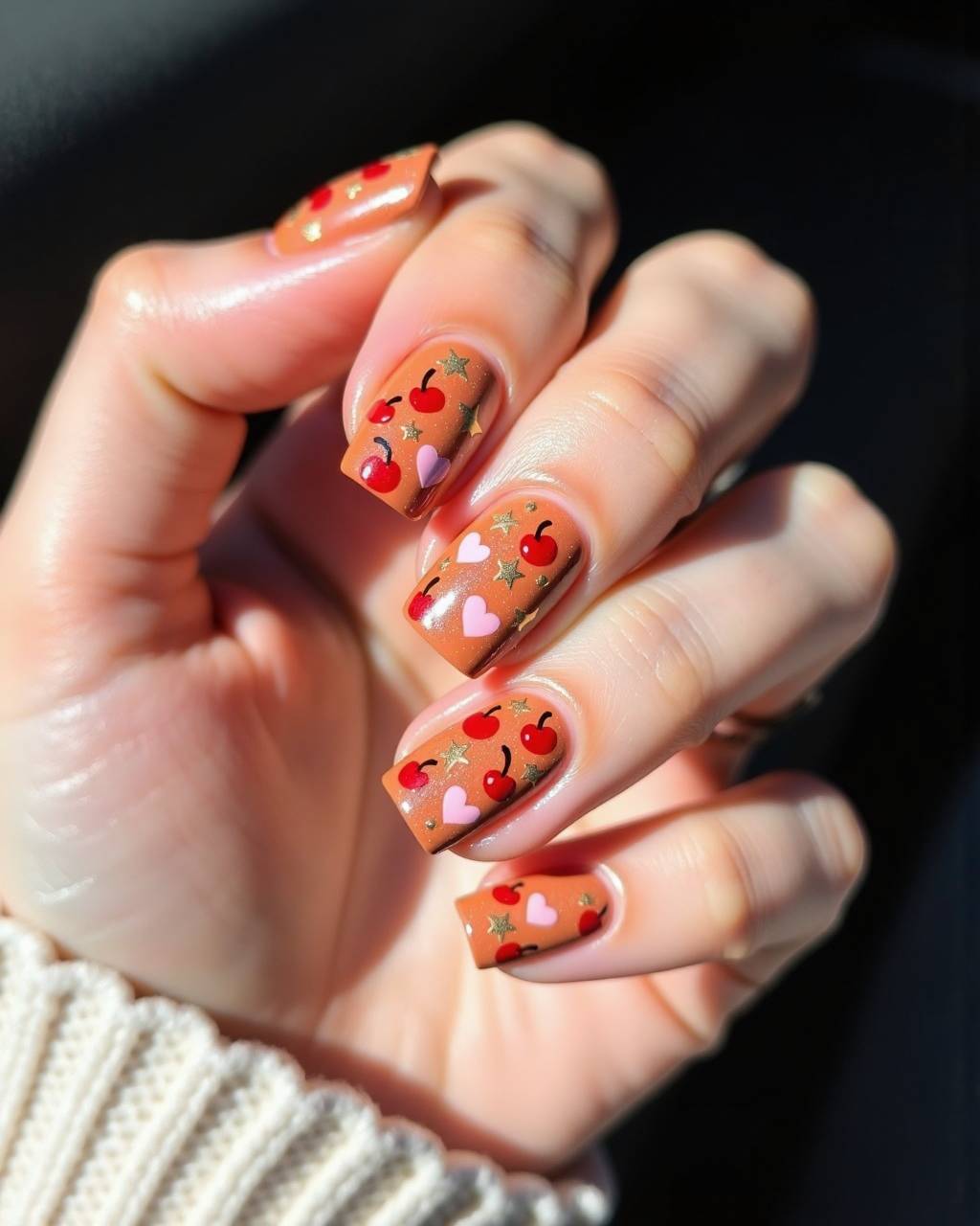 Squoval art nail design by Noor Haddad