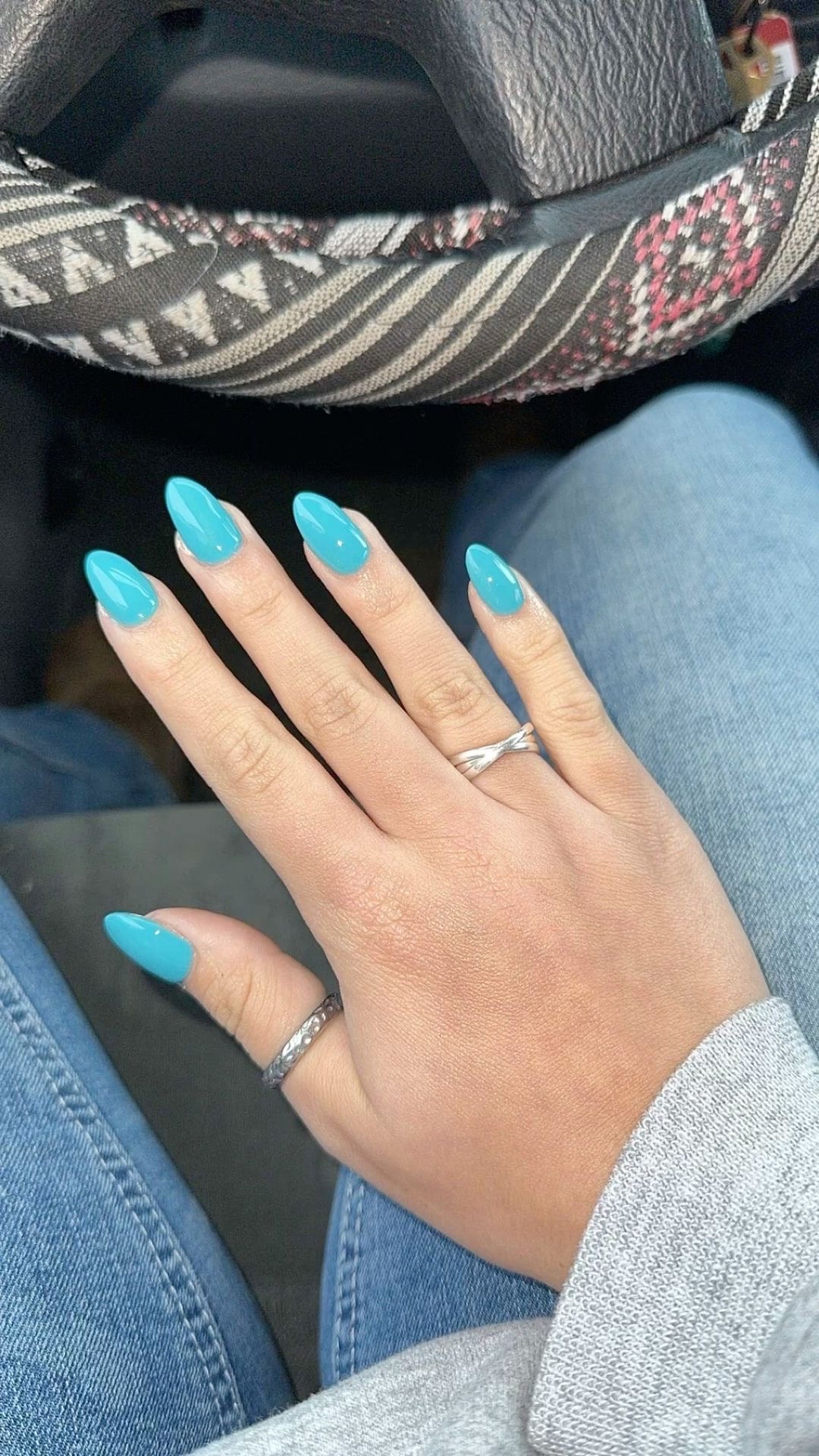 Oval rhinestone nail design by Yuki Sato