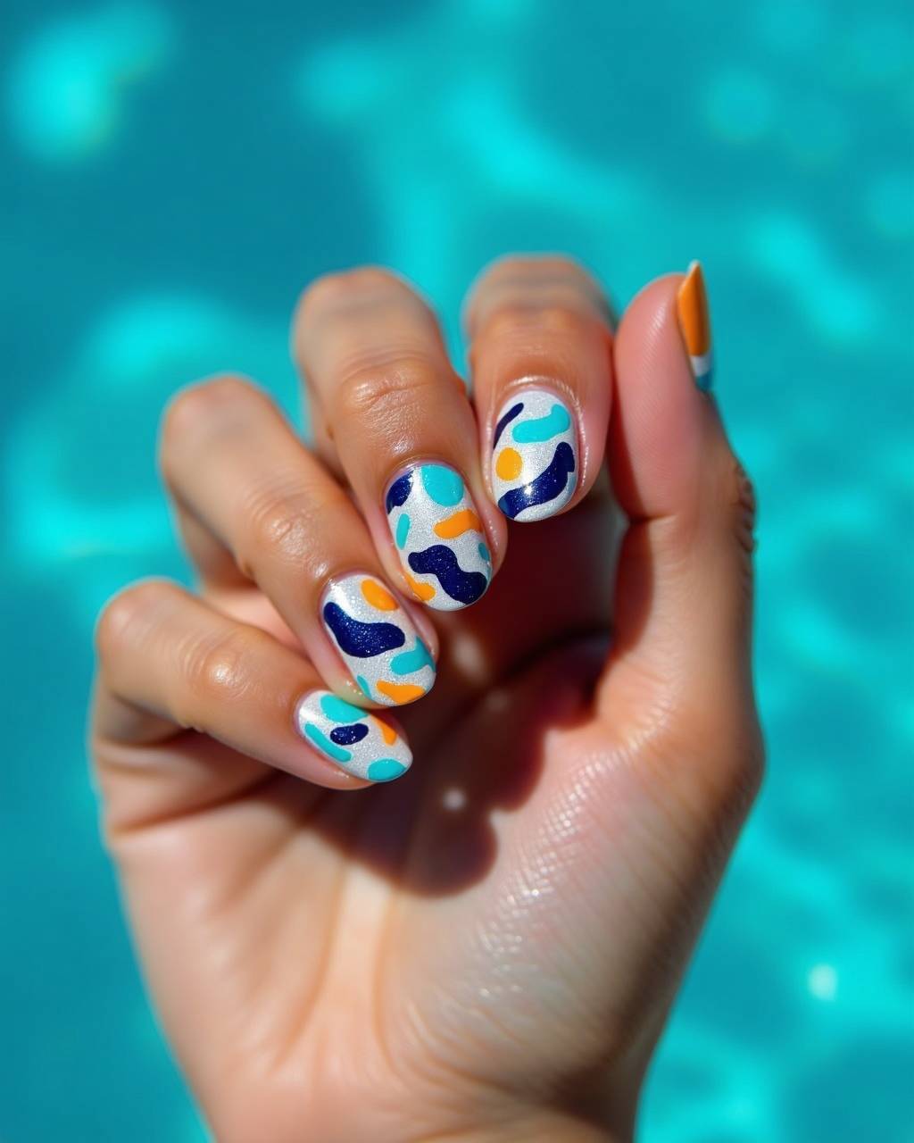 Oval abstract nail design by Yuki Sato