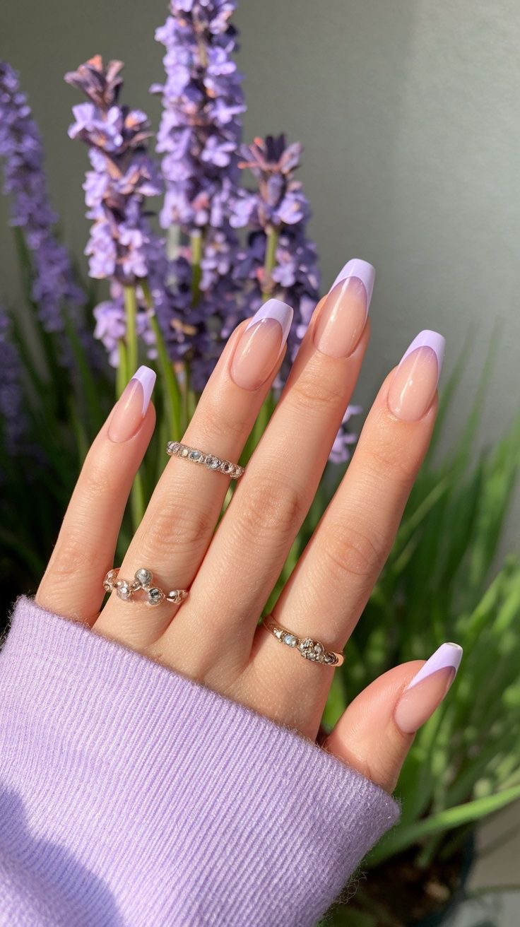 Squoval ombre nail design by Yuki Sato