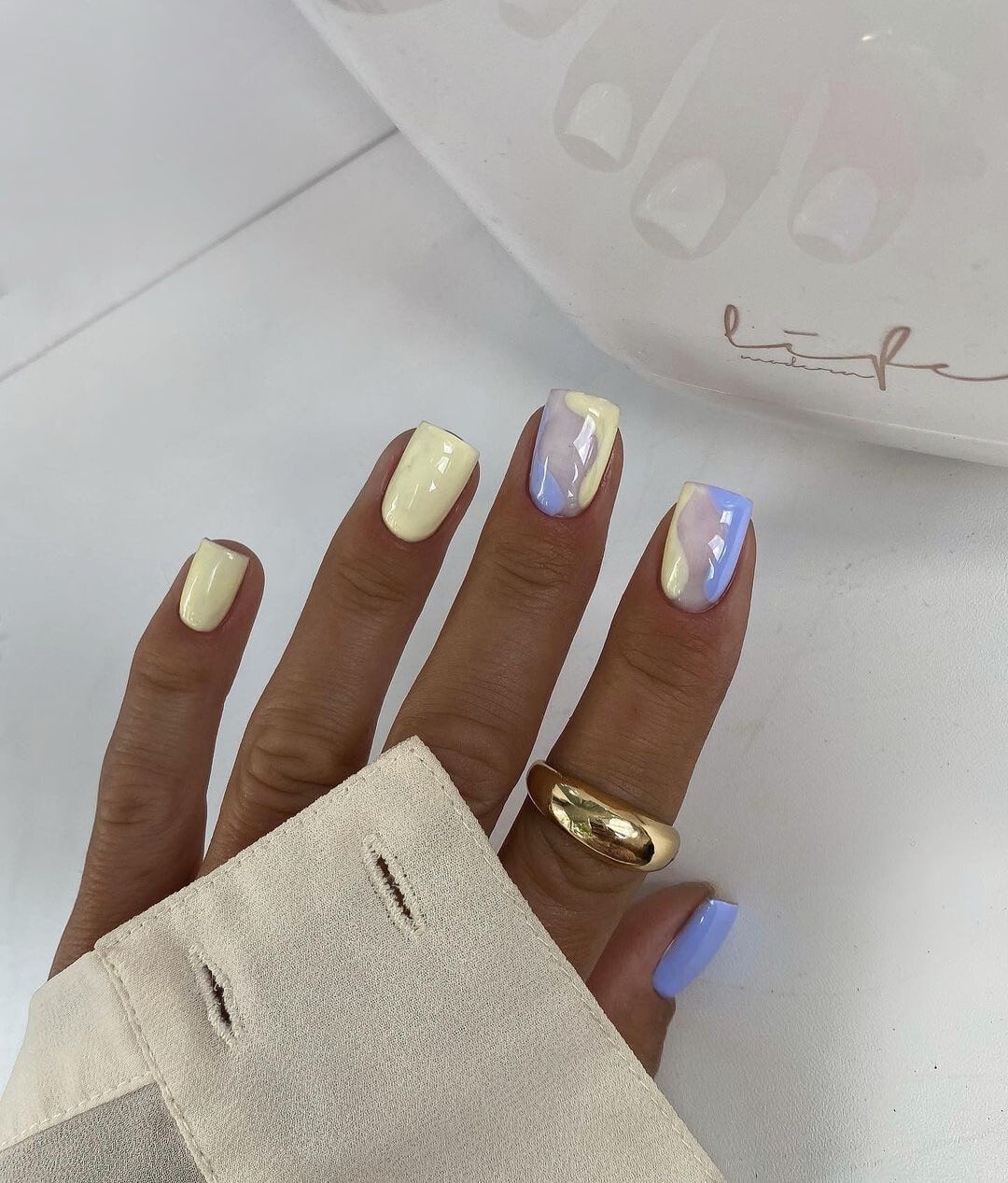 Almond ombre nail design by Yuki Sato