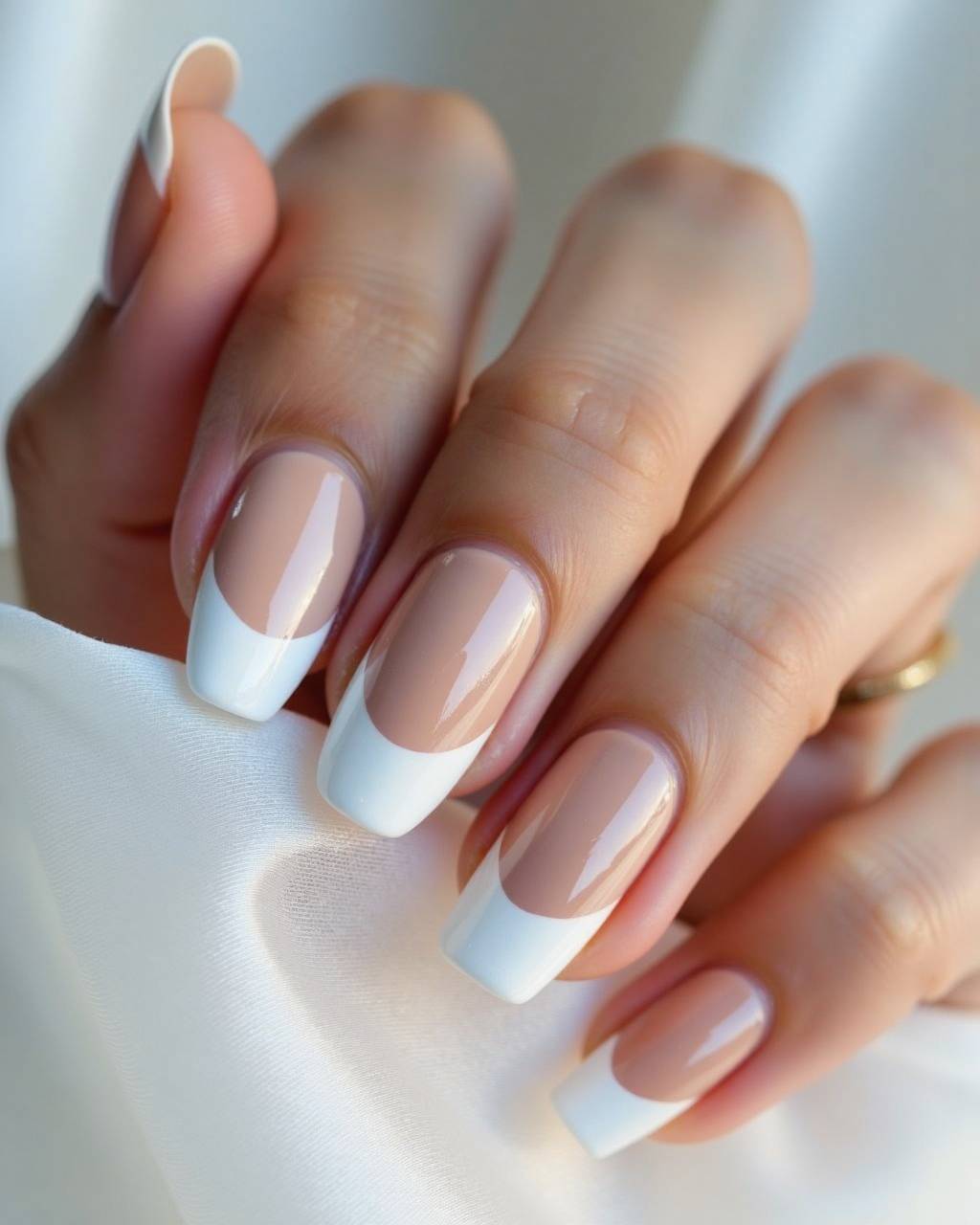 Oval French nail design by Yuki Sato