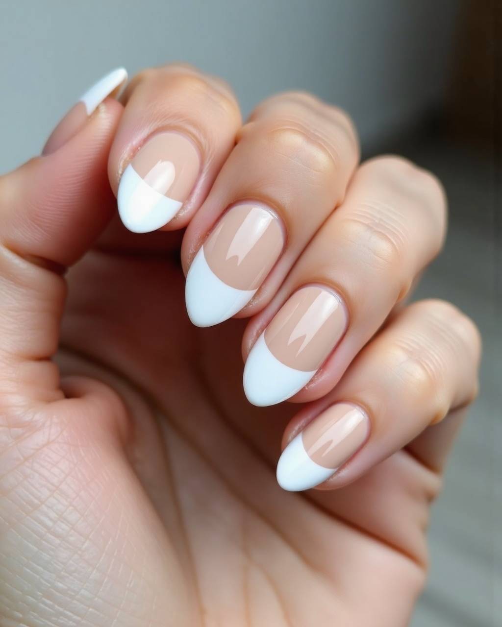 Almond French nail design by Yuki Sato