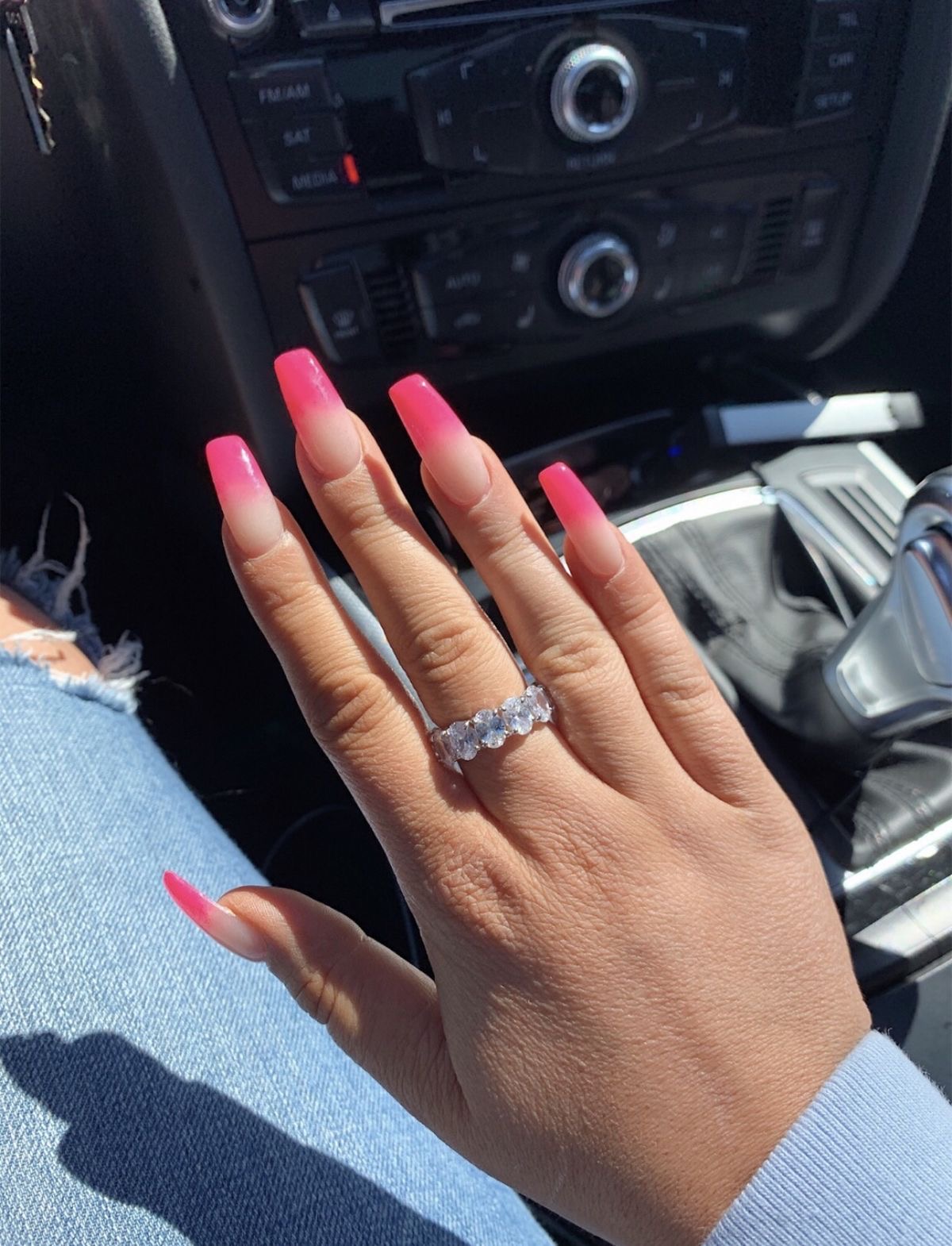 Squoval chrome French nail design by Naomi Belle
